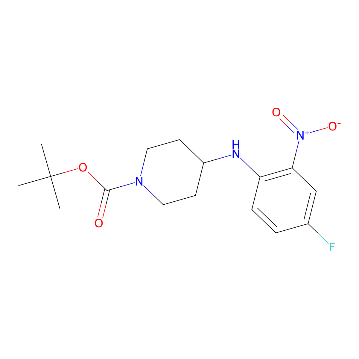 tert-Butyl 4-(4-fluoro-2-nitrophenylamino)piperidine-1-carboxylate molecular structure, CAS 1004304-09-9