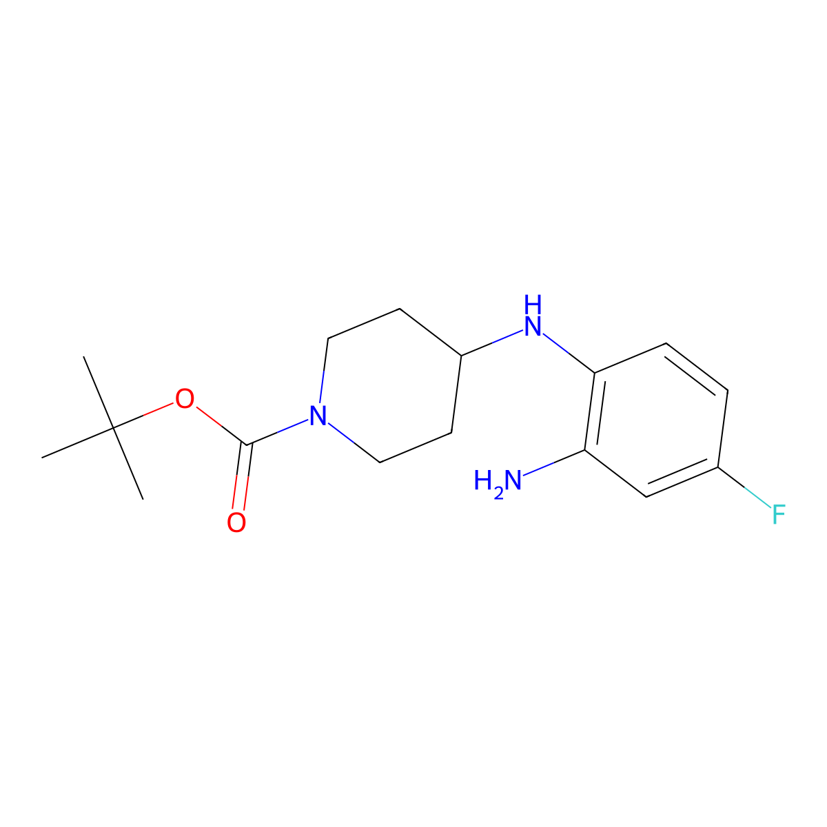 tert-Butyl 4-((2-amino-4-fluorophenyl)amino)piperidine-1-carboxylate molecular structure, CAS 1004304-10-2