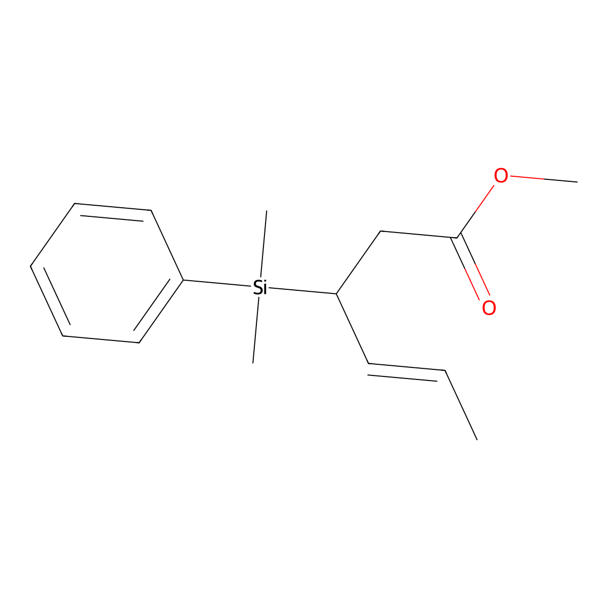 Methyl (S)-3-(dimethyl(phenyl)silyl)hex-4-enoate molecular structure, CAS 1004309-92-5