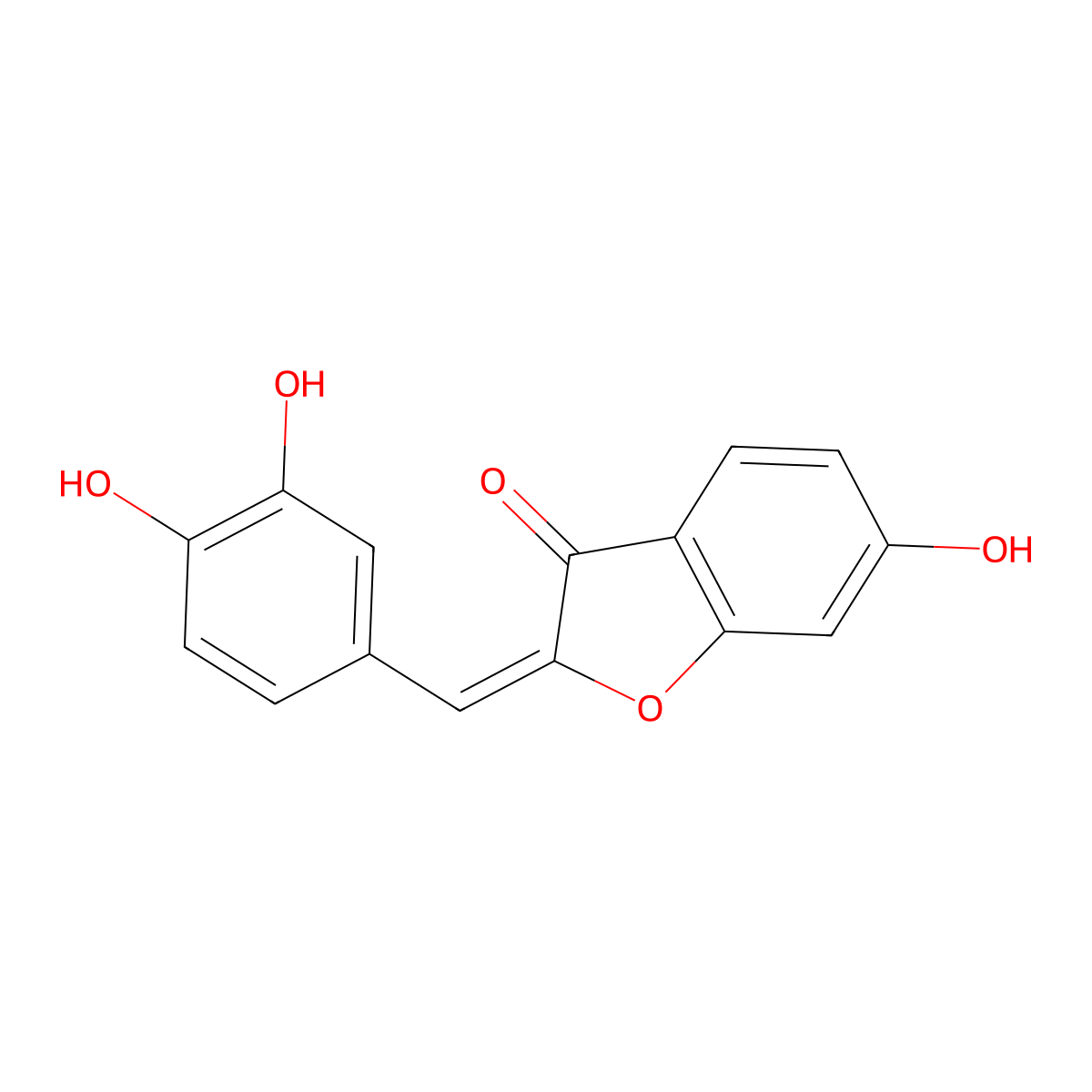3(2H)-Benzofuranone, 2-[(3,4-dihydroxyphenyl)methylene]-6-hydroxy- molecular structure, CAS 100433-06-5