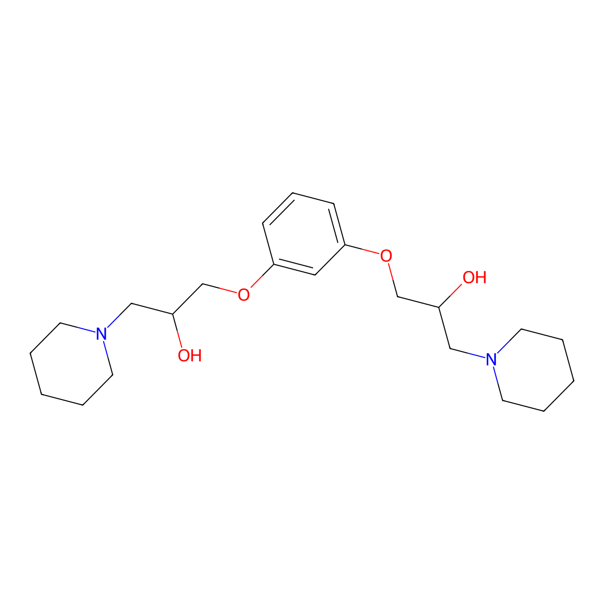 3,3'-[Benzene-1,3-diylbis(oxy)]bis[1-(piperidin-1-yl)propan-2-ol] molecular structure, CAS 100434-29-5