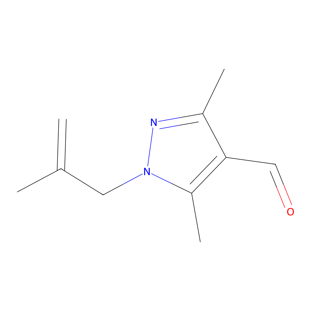 3,5-Dimethyl-1-(2-methylallyl)-1H-pyrazole-4-carbaldehyde molecular structure, CAS 1004365-13-2