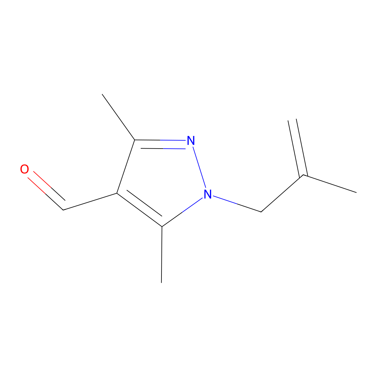 3,5-Dimethyl-1-(2-methylallyl)-1H-pyrazole-4-carbaldehyde molecular structure, CAS 1004365-13-2