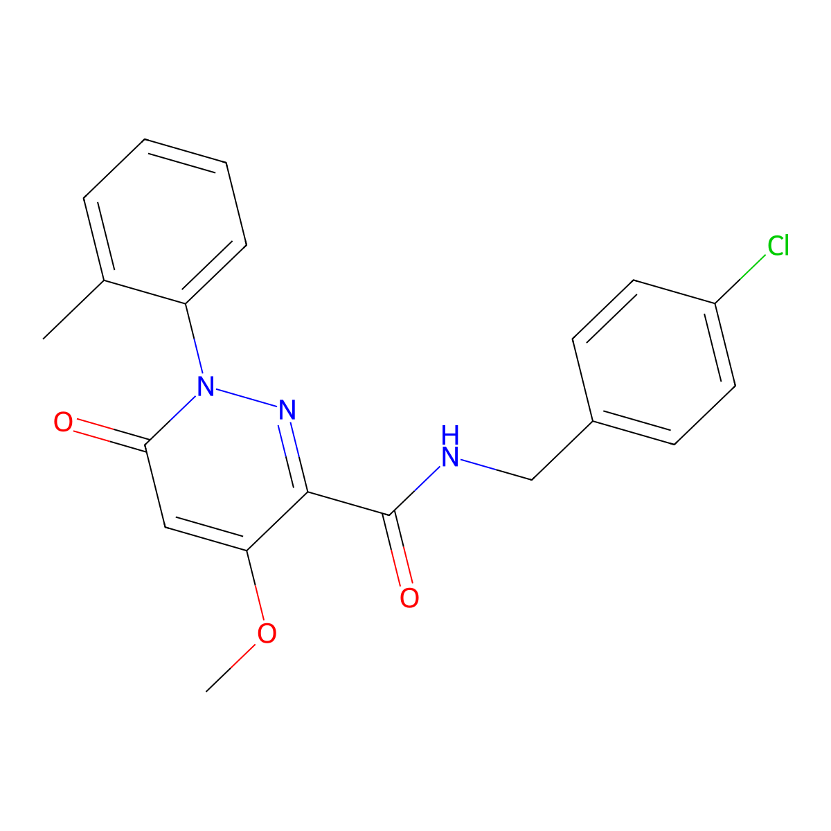 N-[(4-chlorophenyl)methyl]-4-methoxy-1-(2-methylphenyl)-6-oxopyridazine-3-carboxamide molecular structure, CAS 1004384-08-0