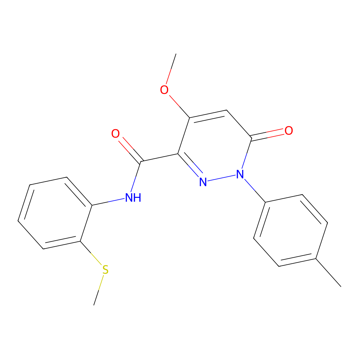 4-methoxy-1-(4-methylphenyl)-N-(2-methylsulfanylphenyl)-6-oxopyridazine-3-carboxamide molecular structure, CAS 1004391-61-0