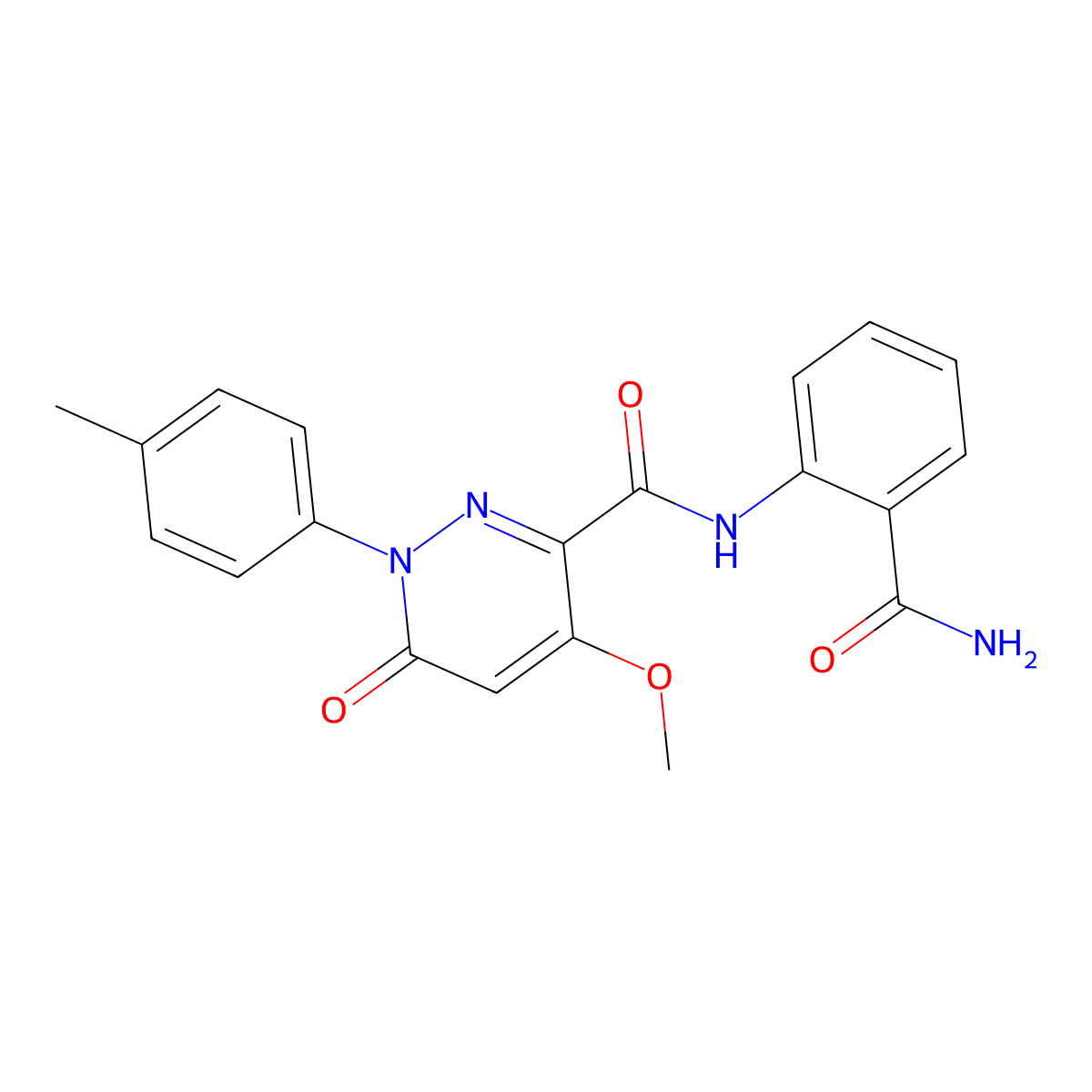 N-(2-carbamoylphenyl)-4-methoxy-1-(4-methylphenyl)-6-oxopyridazine-3-carboxamide molecular structure, CAS 1004392-25-9
