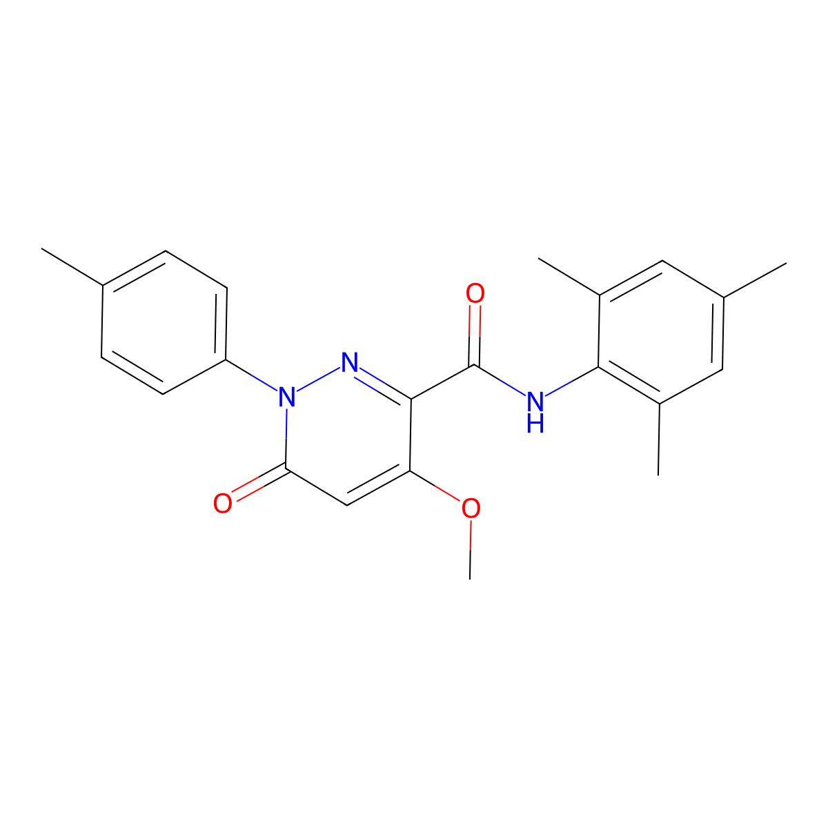 N-mesityl-4-methoxy-6-oxo-1-(p-tolyl)-1,6-dihydropyridazine-3-carboxamide molecular structure, CAS 1004392-57-7