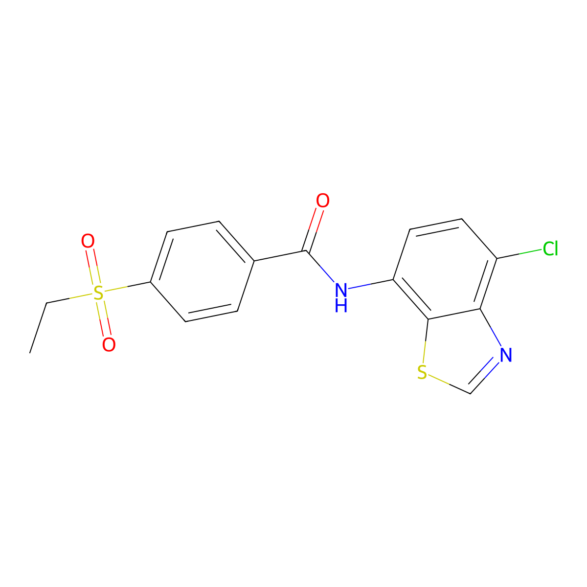 N-(4-chlorobenzo[d]thiazol-7-yl)-4-(ethylsulfonyl)benzamide molecular structure, CAS 1004393-08-1