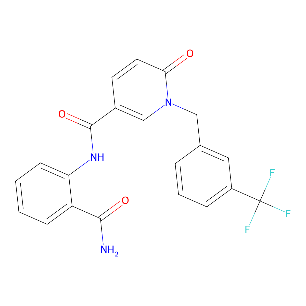 N-(2-carbamoylphenyl)-6-oxo-1-[[3-(trifluoromethyl)phenyl]methyl]pyridine-3-carboxamide molecular structure, CAS 1004393-49-0
