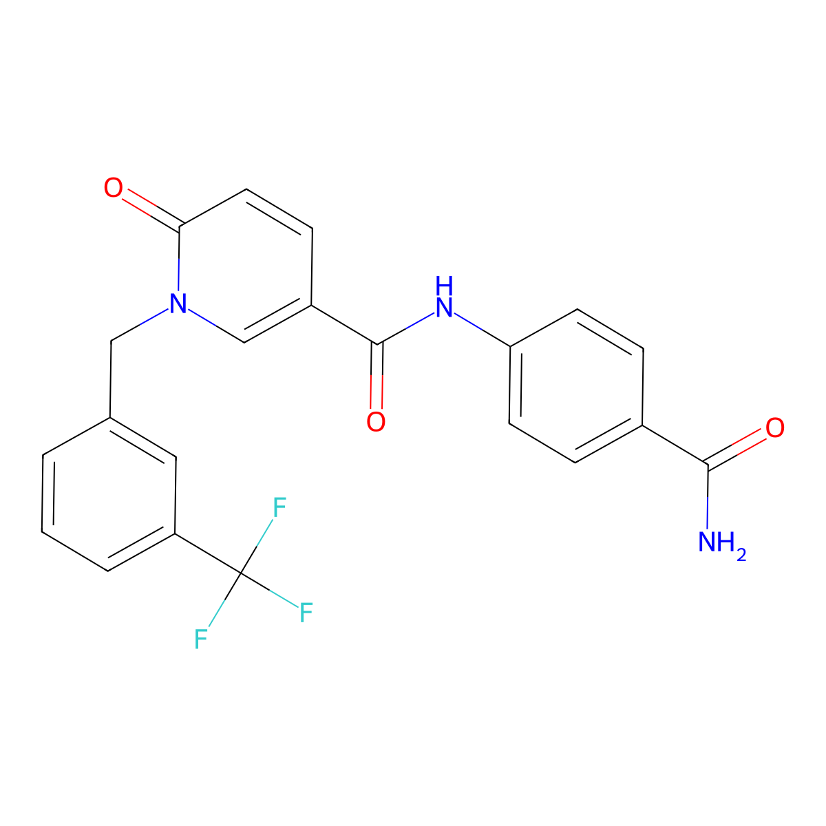 N-(4-carbamoylphenyl)-6-oxo-1-[[3-(trifluoromethyl)phenyl]methyl]pyridine-3-carboxamide molecular structure, CAS 1004393-51-4