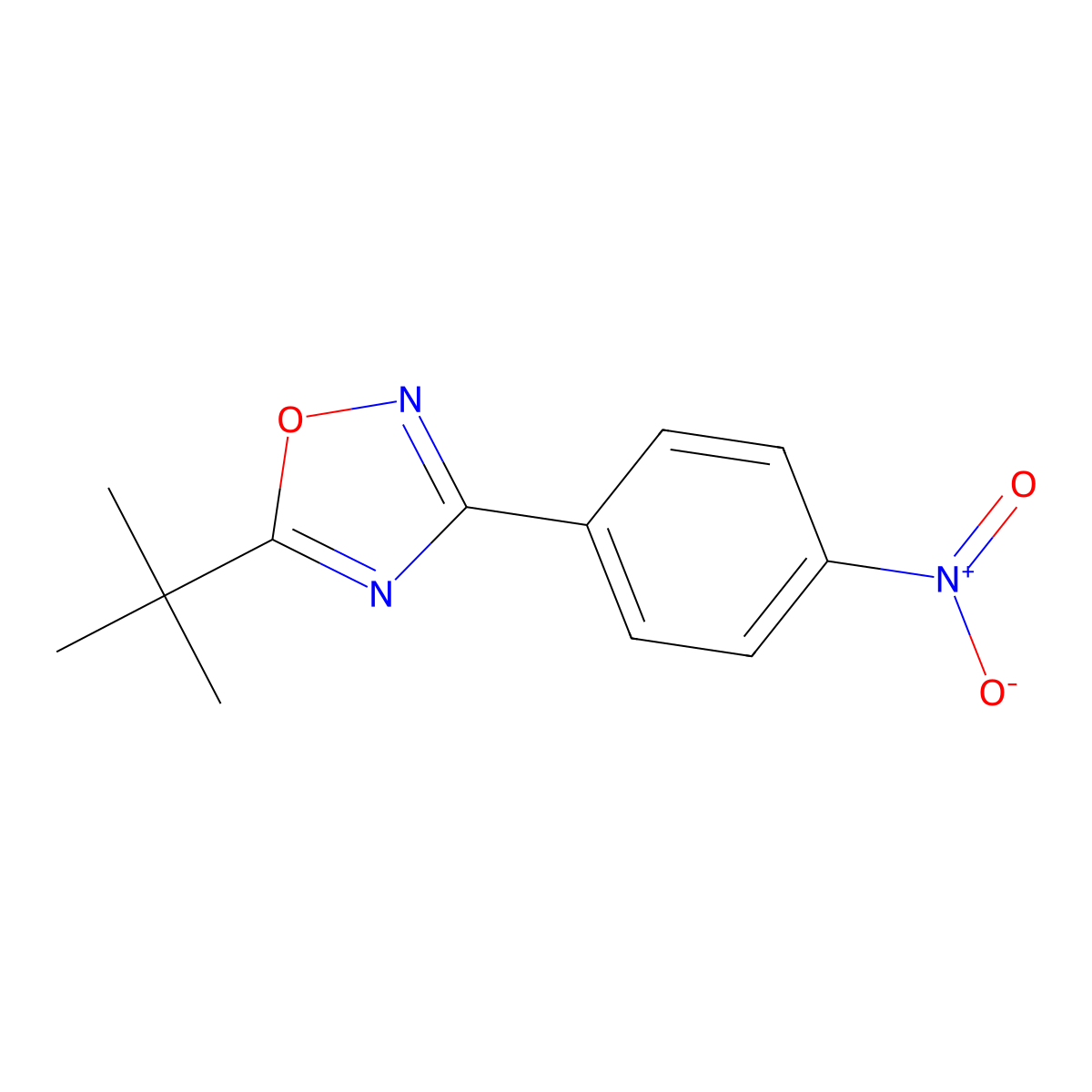 5-Tert-butyl-3-(4-nitrophenyl)-1,2,4-oxadiazole molecular structure, CAS 1004398-32-6