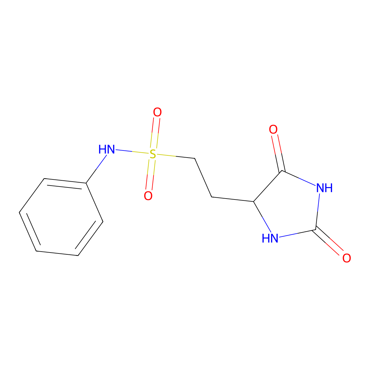2-(2,5-Dioxoimidazolidin-4-yl)-n-phenylethanesulfonamide molecular structure, CAS 10044-76-5