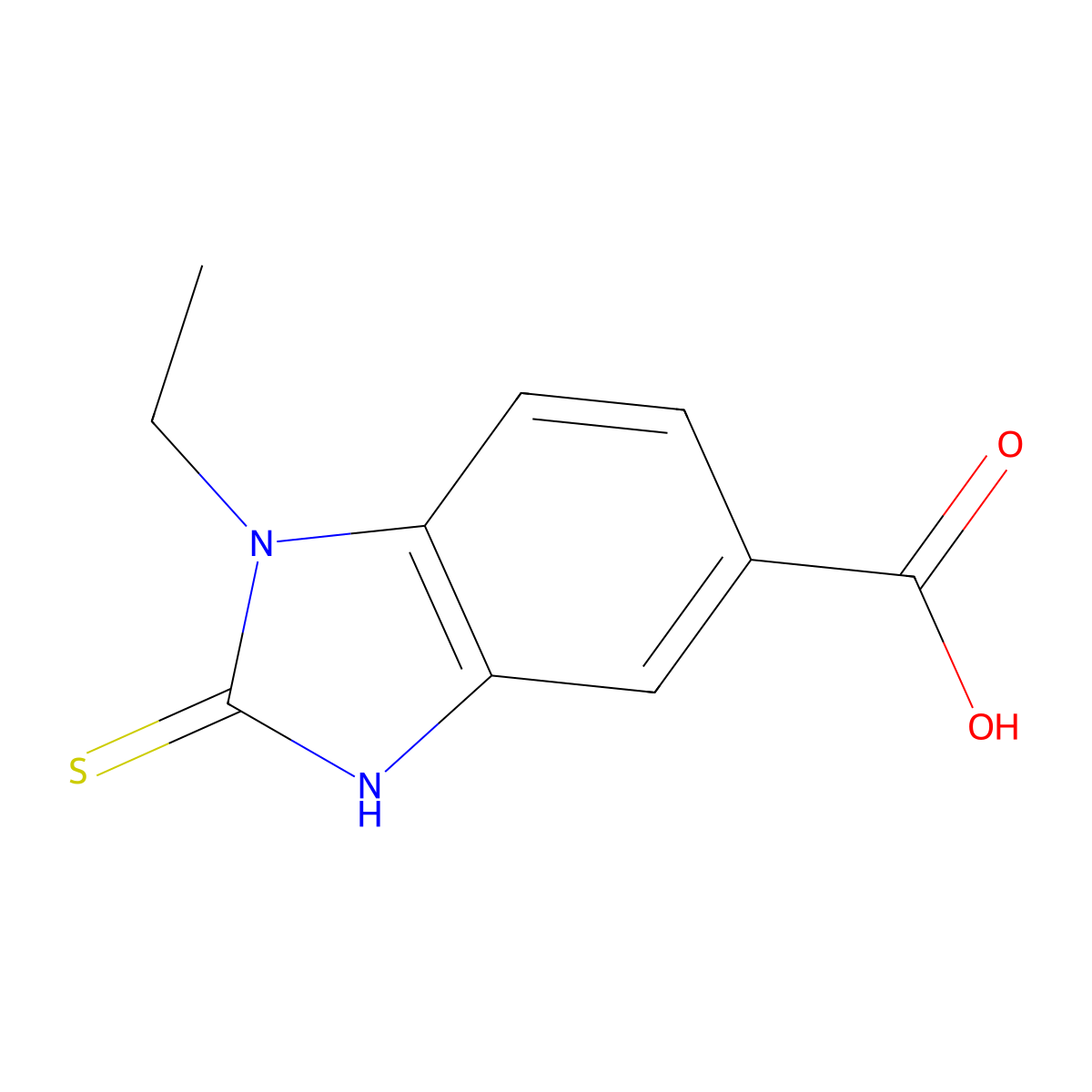 1-ethyl-2-sulfanyl-1H-1,3-benzodiazole-5-carboxylic acid molecular structure, CAS 100440-62-8