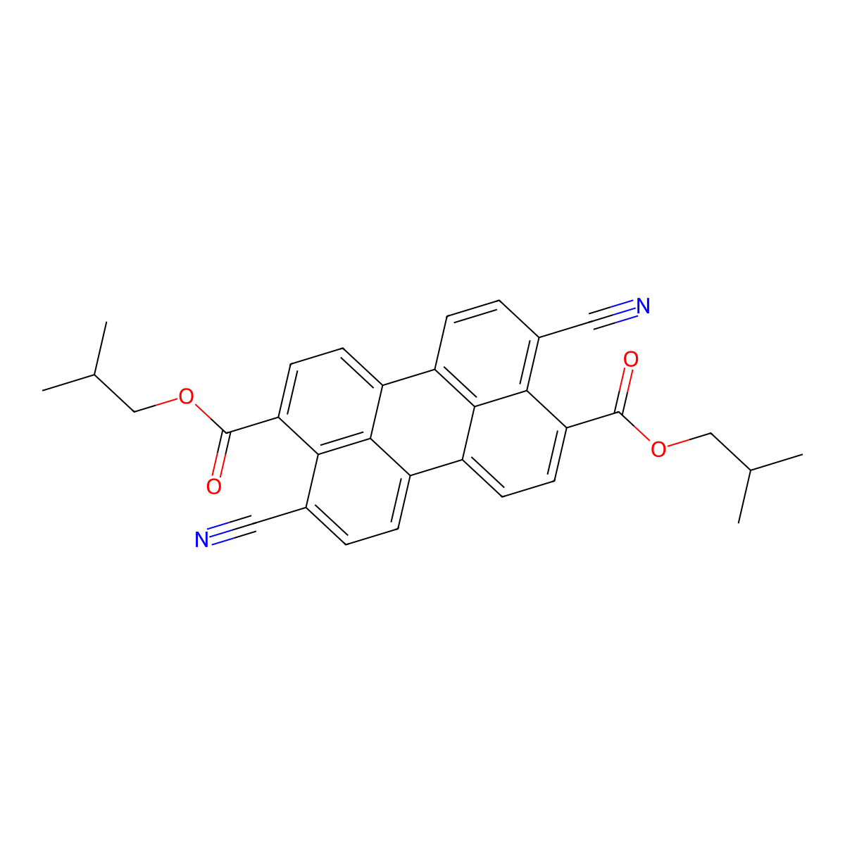 3,9-Perylenedicarboxylic acid, 4,10-dicyano-, bis(2-methylpropyl) ester molecular structure, CAS 100443-95-6