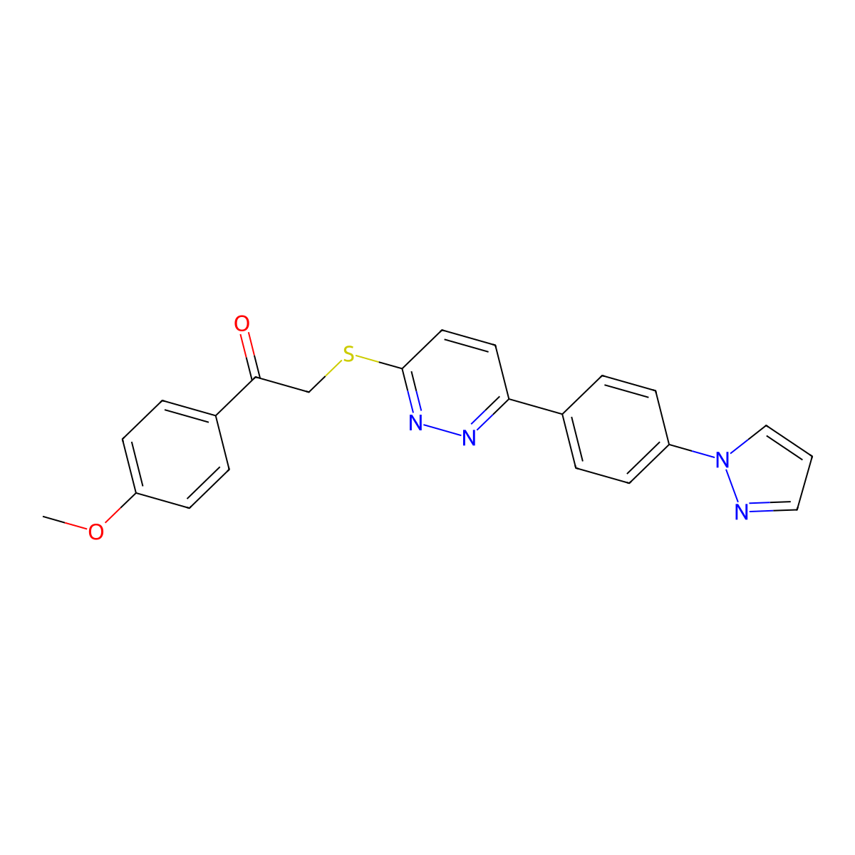 1-(4-Methoxyphenyl)-2-[6-(4-pyrazol-1-ylphenyl)pyridazin-3-yl]sulfanylethanone molecular structure, CAS 1004439-90-0