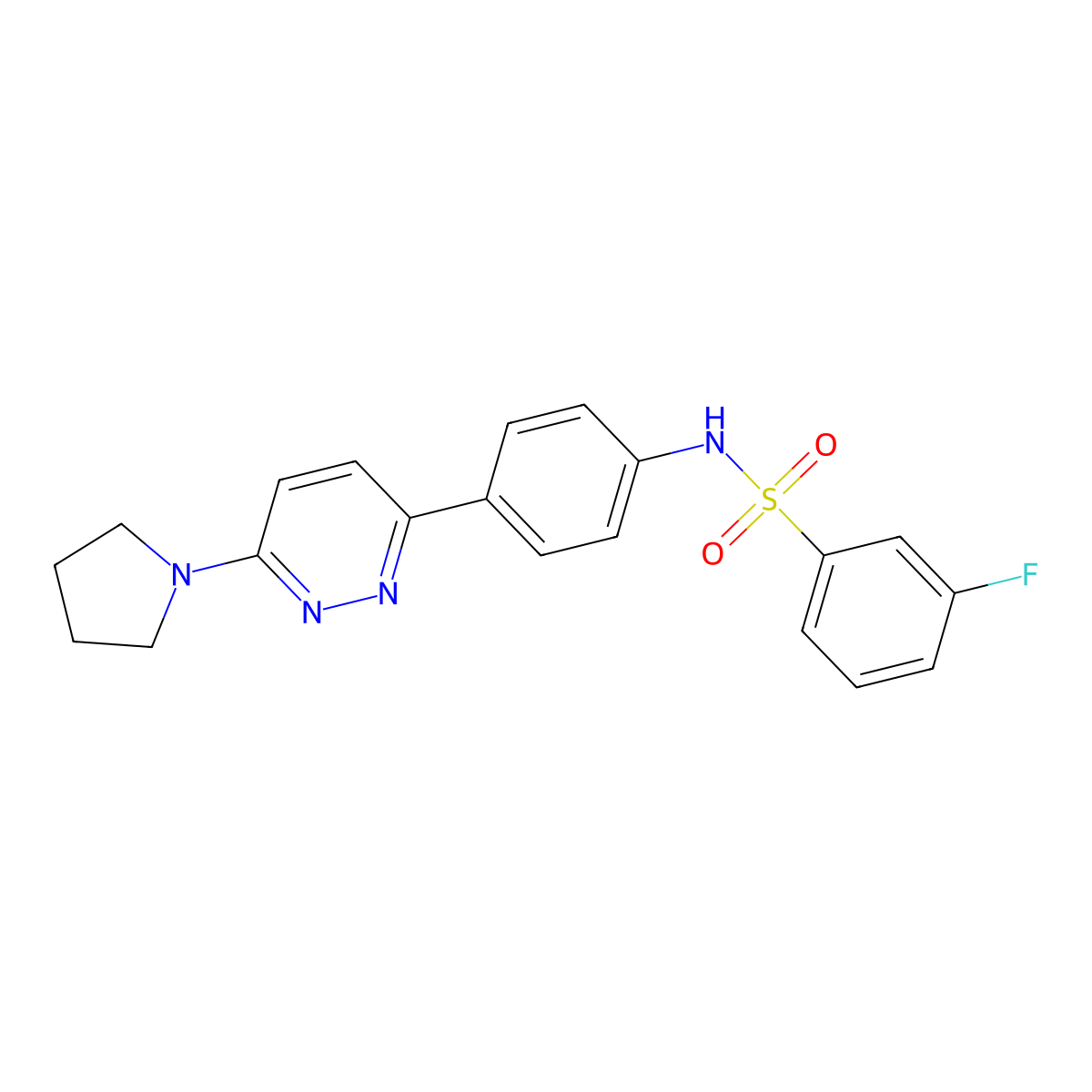 3-fluoro-N-[4-(6-pyrrolidin-1-ylpyridazin-3-yl)phenyl]benzenesulfonamide molecular structure, CAS 1004443-96-2