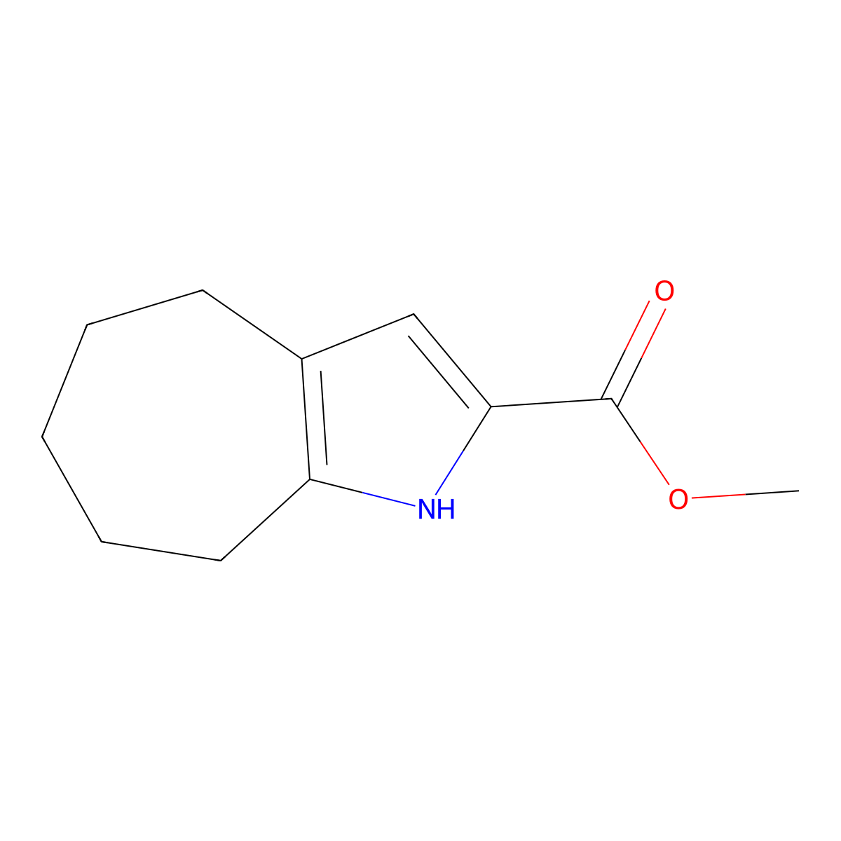 Methyl 1,4,5,6,7,8-hexahydrocyclohepta[b]pyrrole-2-carboxylate molecular structure, CAS 100445-46-3
