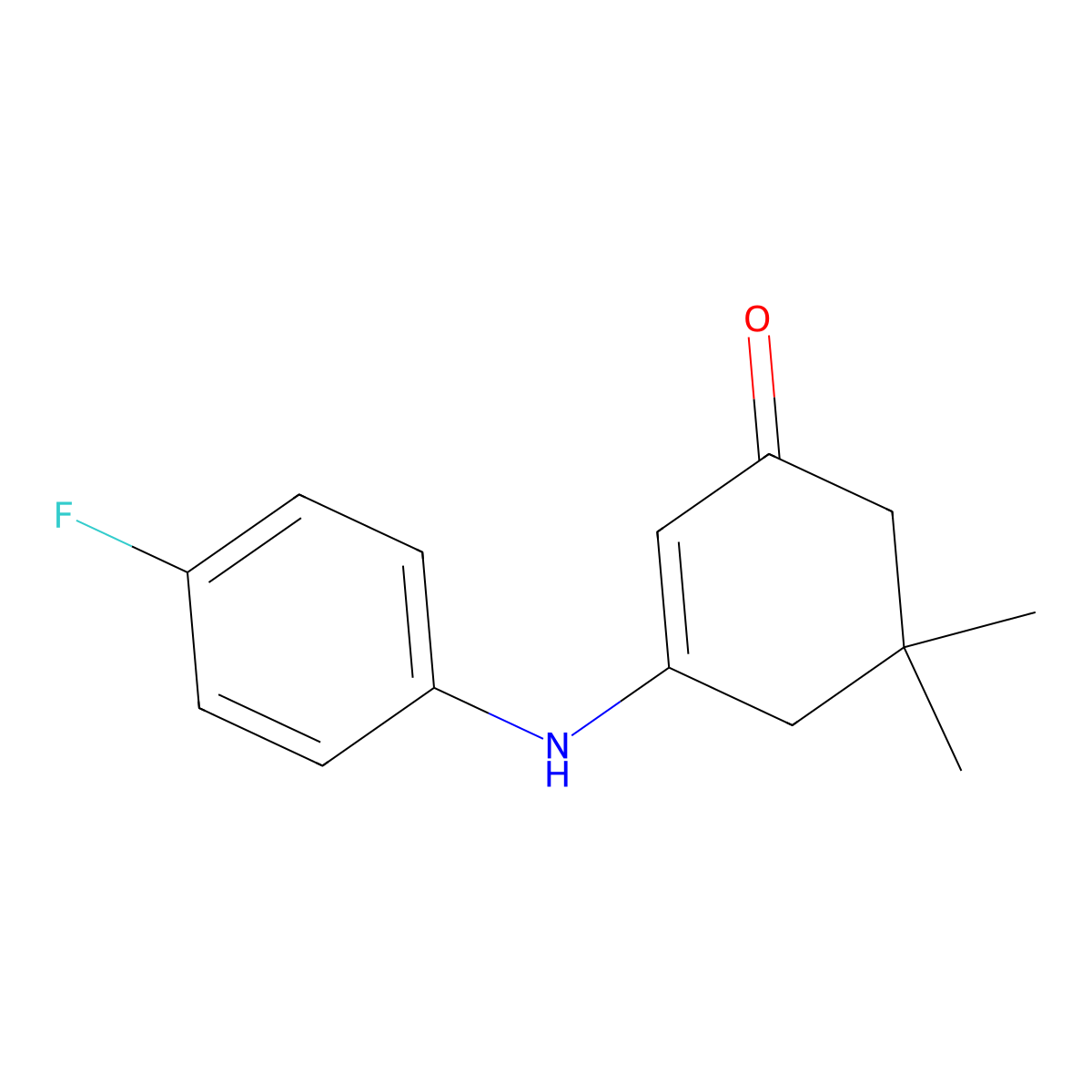 3-[(4-Fluorophenyl)amino]-5,5-dimethylcyclohex-2-en-1-one molecular structure, CAS 100445-51-0