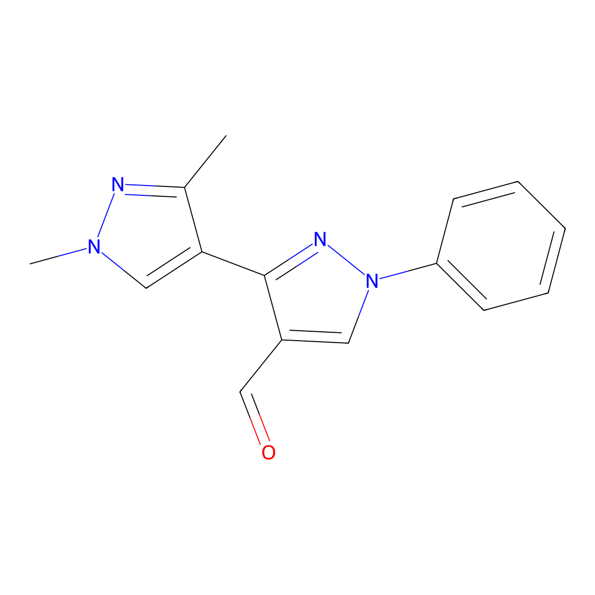 3-(1,3-Dimethylpyrazol-4-yl)-1-phenylpyrazole-4-carbaldehyde molecular structure, CAS 1004451-72-2