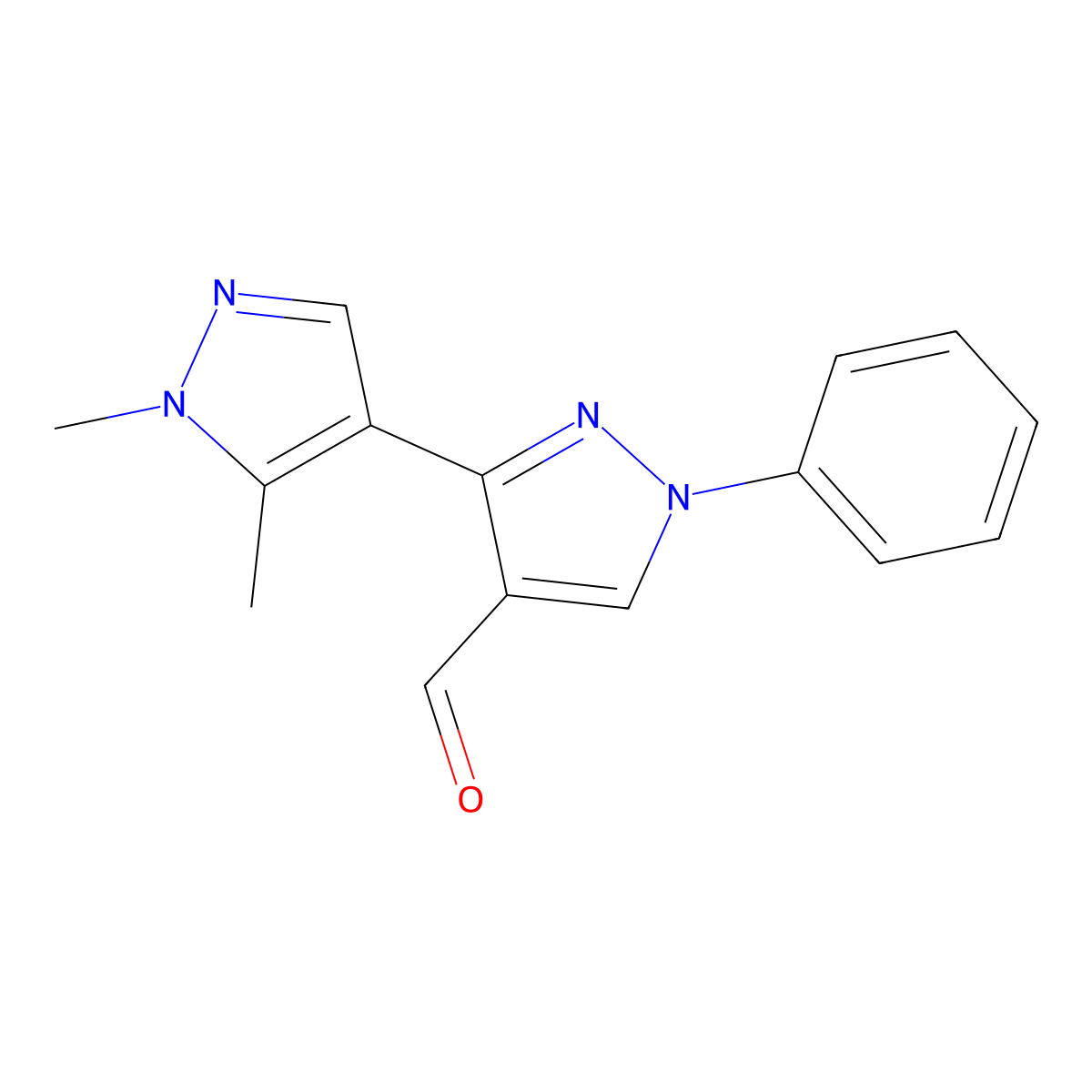 3-(1,5-Dimethylpyrazol-4-yl)-1-phenylpyrazole-4-carbaldehyde molecular structure, CAS 1004451-74-4