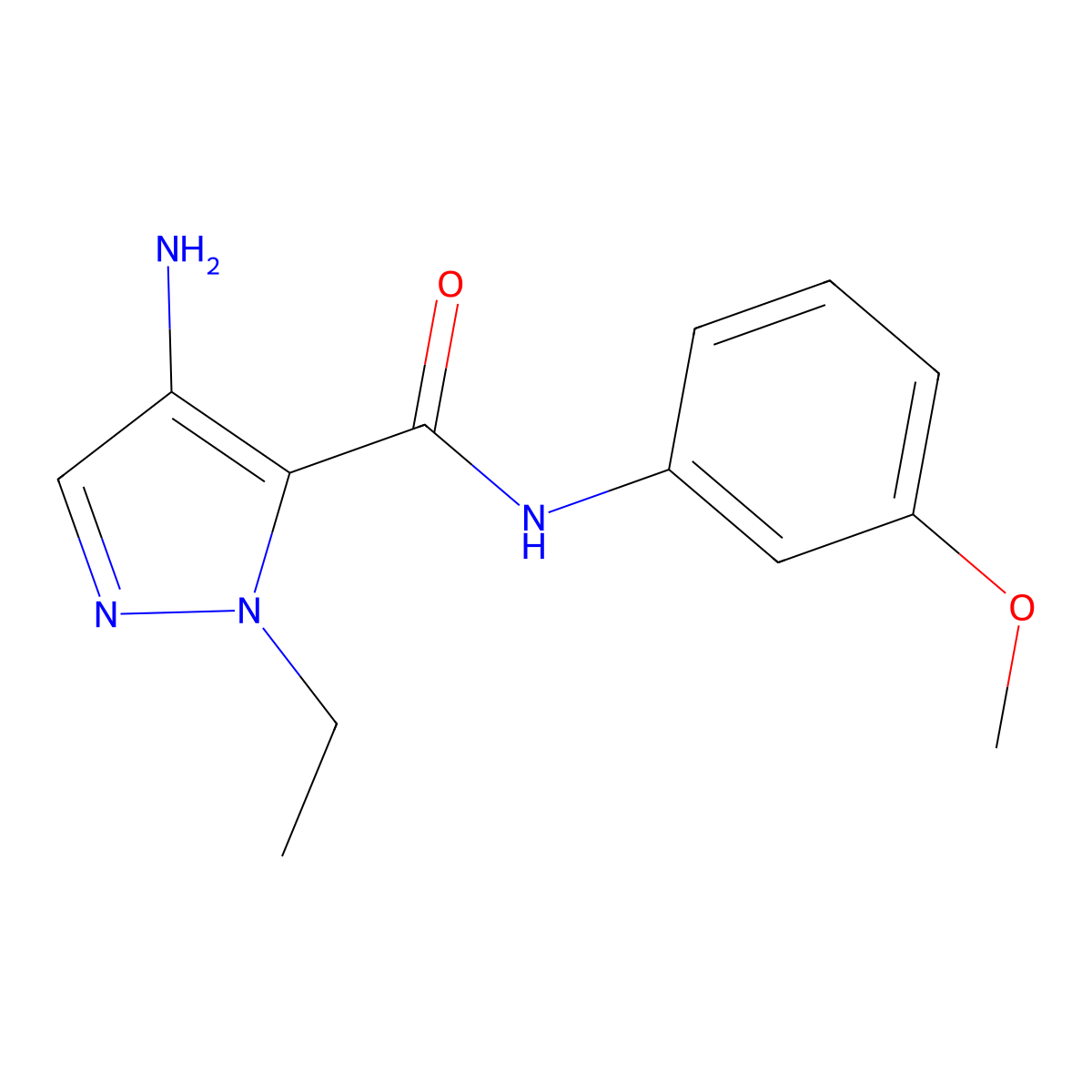 4-amino-1-ethyl-N-(3-methoxyphenyl)-1H-pyrazole-5-carboxamide molecular structure, CAS 1004451-79-9