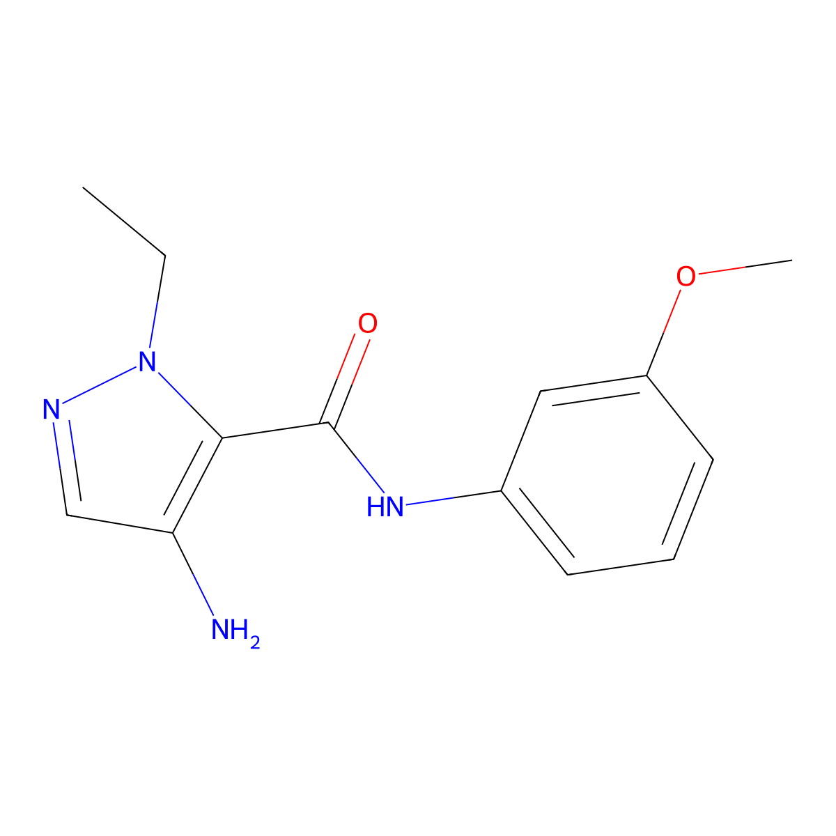 4-amino-1-ethyl-N-(3-methoxyphenyl)-1H-pyrazole-5-carboxamide molecular structure, CAS 1004451-79-9