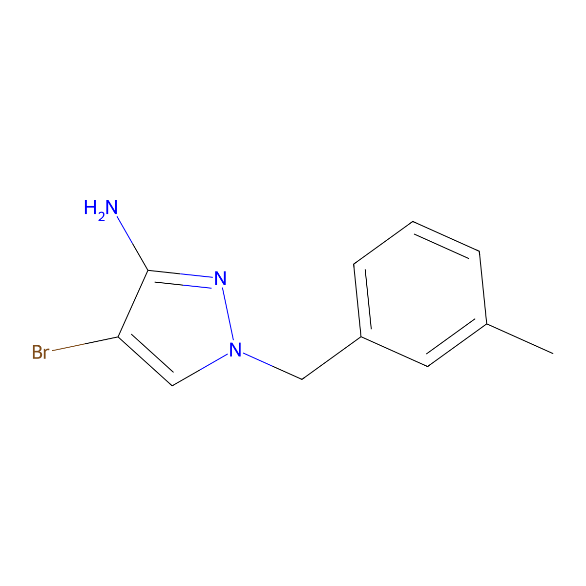 4-bromo-1-(3-methylbenzyl)-1H-pyrazol-3-amine molecular structure, CAS 1004451-94-8