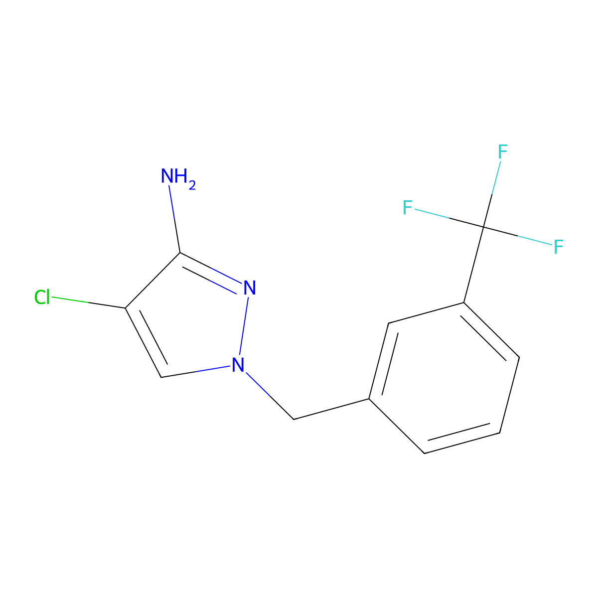 4-Chloro-1-(3-(trifluoromethyl)benzyl)-1H-pyrazol-3-amine molecular structure, CAS 1004452-00-9