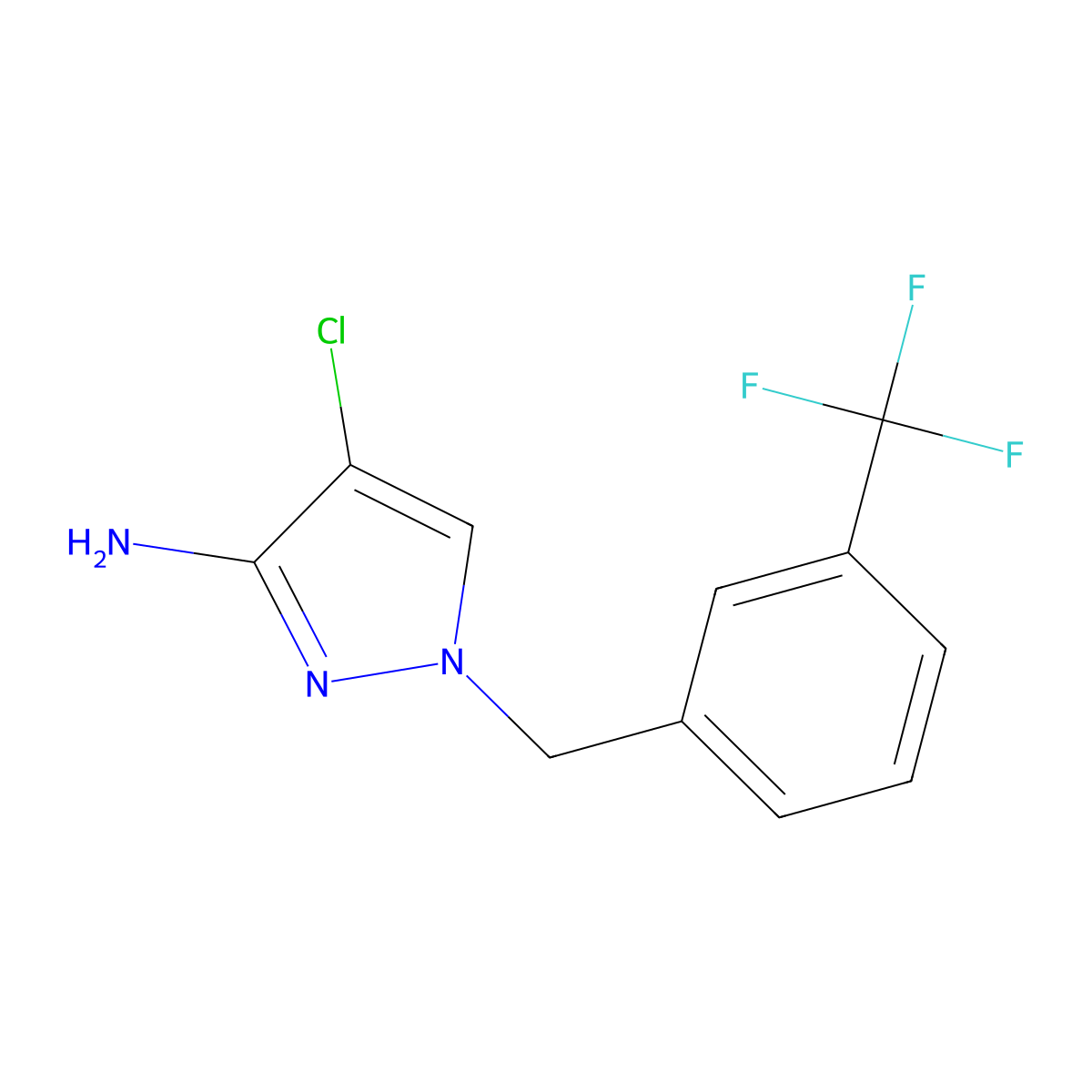 4-Chloro-1-(3-(trifluoromethyl)benzyl)-1H-pyrazol-3-amine molecular structure, CAS 1004452-00-9