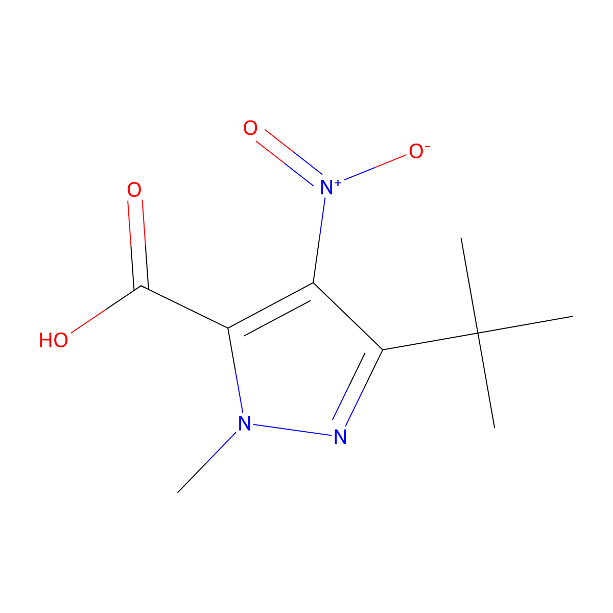 3-(tert-Butyl)-1-methyl-4-nitro-1H-pyrazole-5-carboxylic acid molecular structure, CAS 1004455-73-5
