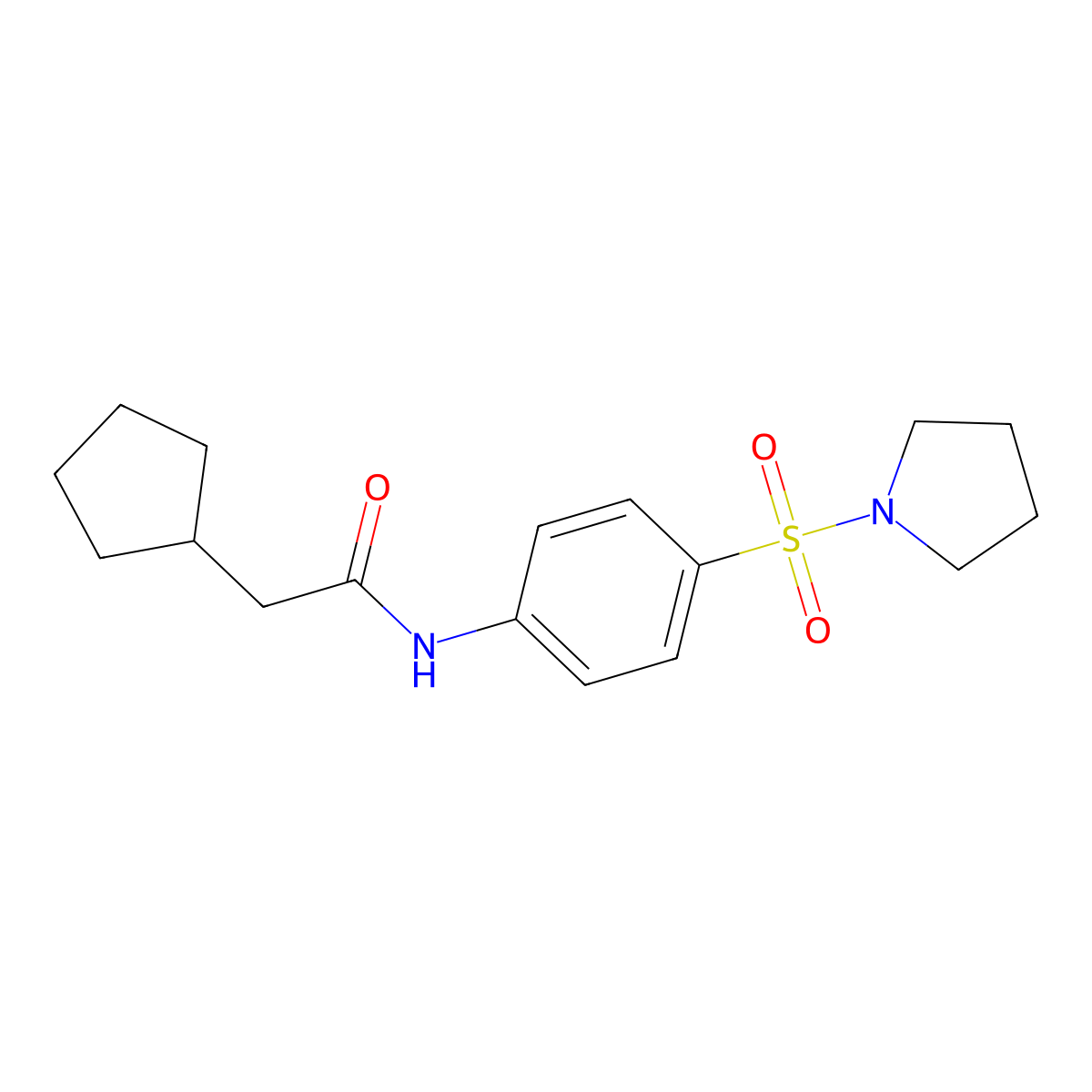 2-cyclopentyl-N-(4-pyrrolidin-1-ylsulfonylphenyl)acetamide molecular structure, CAS 1004462-97-8