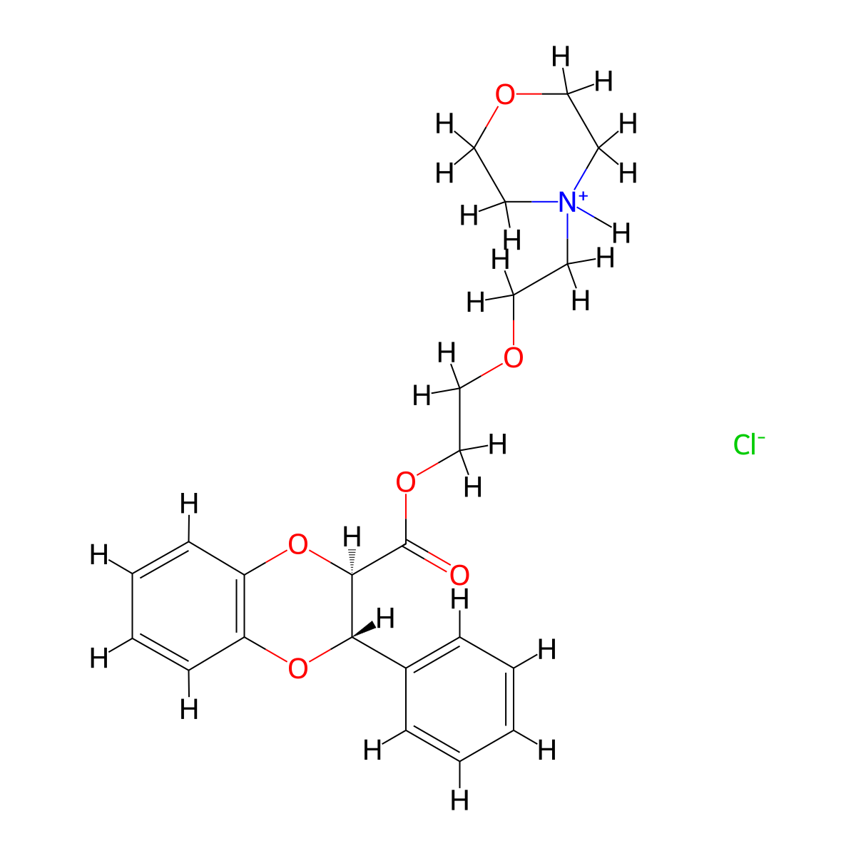 1,4-Benzodioxan-2-carboxylic acid, 3-phenyl-, 2-(2-morpholinoethoxy)ethyl ester, hydrochloride, (E)- molecular structure, CAS 100447-56-1