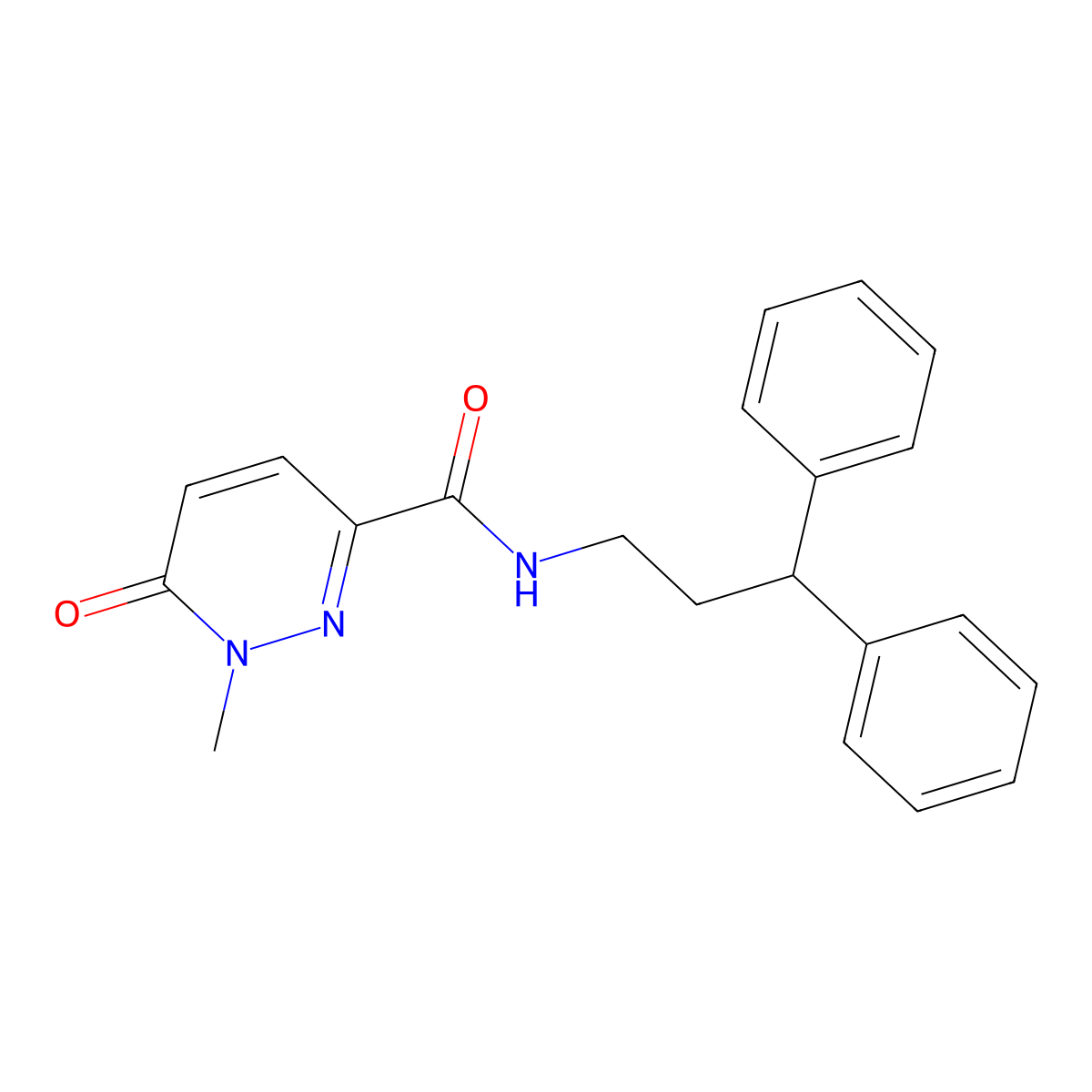 N-(3,3-diphenylpropyl)-1-methyl-6-oxo-1,6-dihydropyridazine-3-carboxamide molecular structure, CAS 1004494-05-6