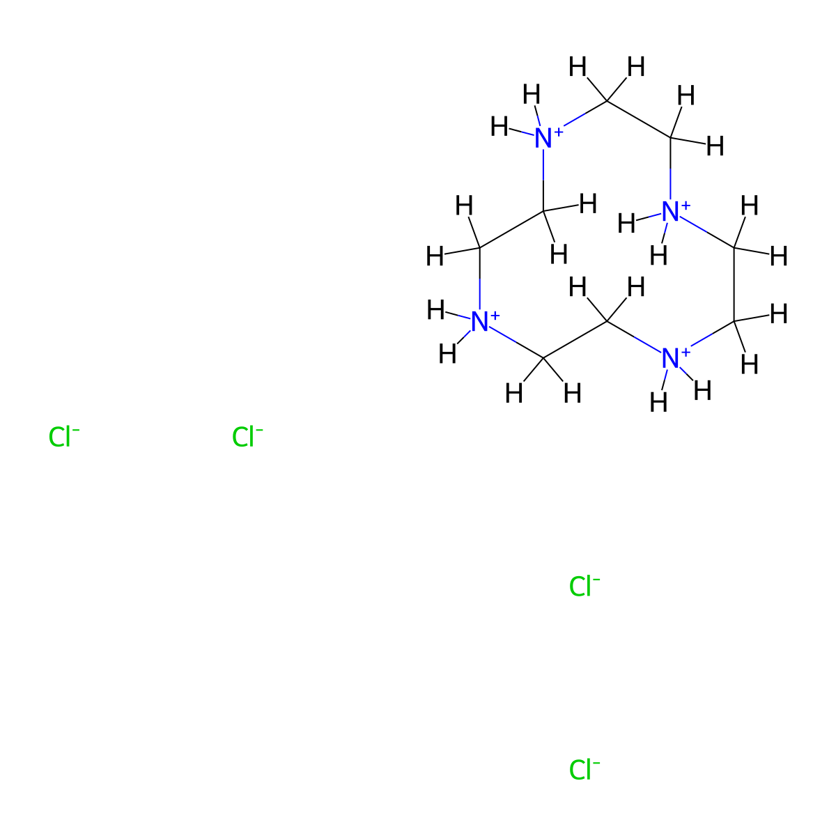1,4,7,10-Tetrazoniacyclododecane tetrachloride molecular structure, CAS 10045-25-7