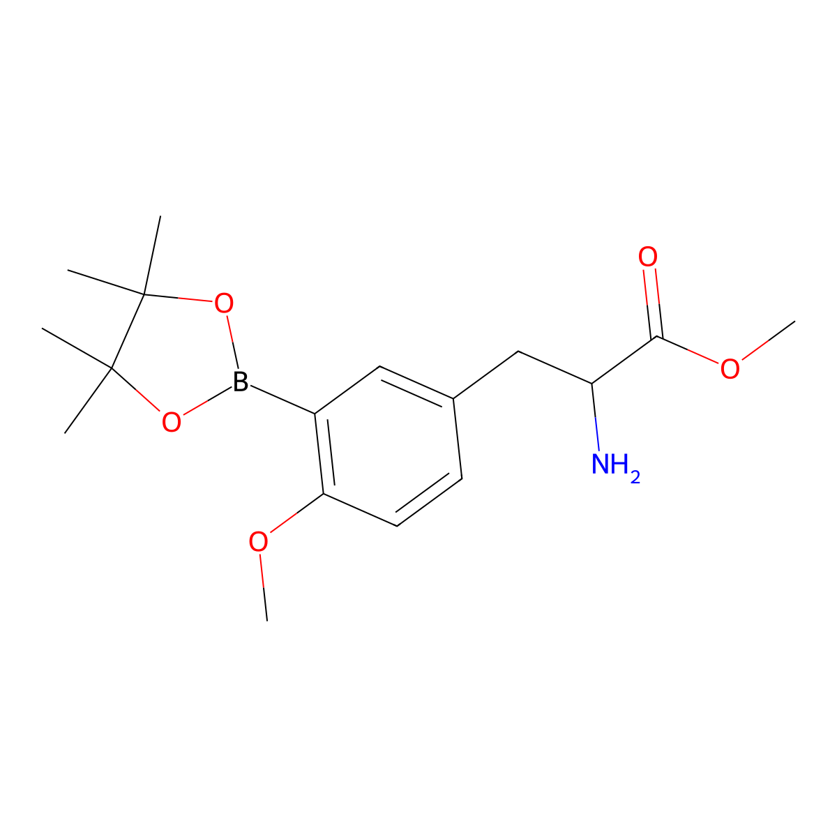 Methyl (S)-2-amino-3-(4-methoxy-3-(4,4,5,5-tetramethyl-1,3,2-dioxaborolan-2-YL)phenyl)propanoate molecular structure, CAS 1004524-42-8