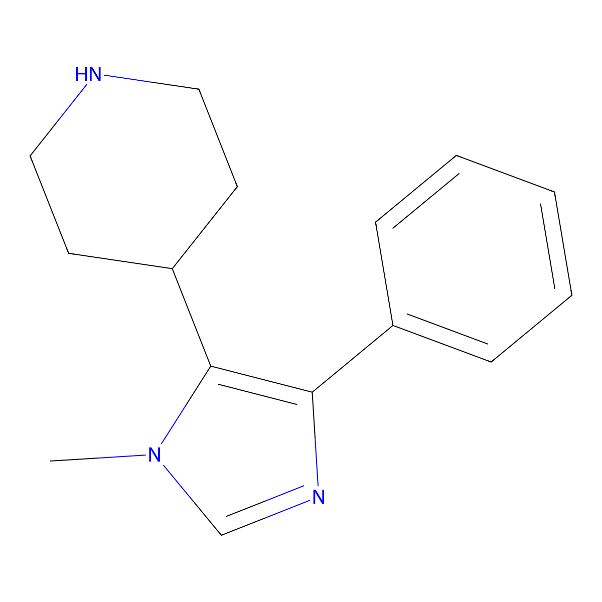4-(1-Methyl-4-phenyl-1H-imidazol-5-YL)piperidine molecular structure, CAS 1004527-61-0