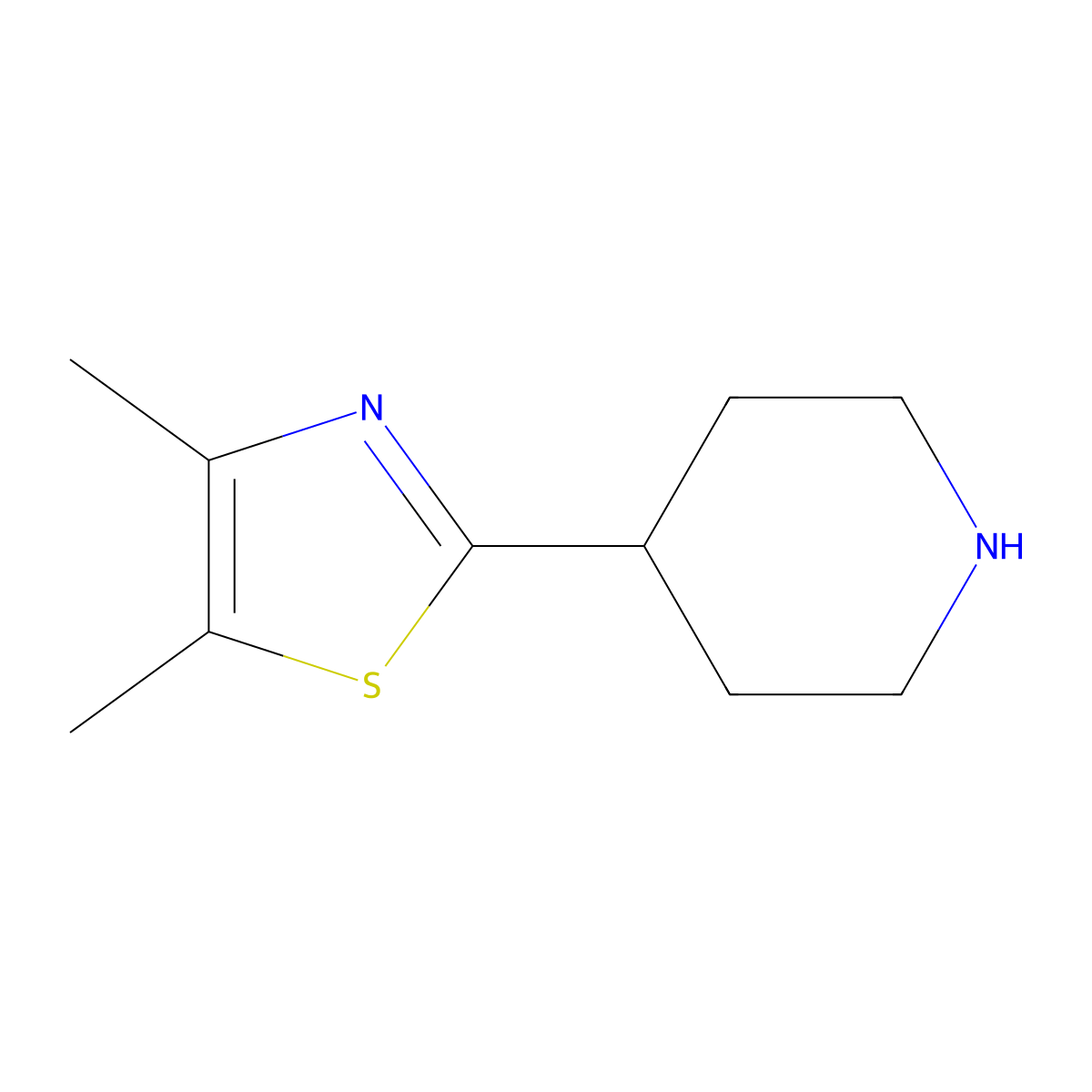 4-(Dimethyl-1,3-thiazol-2-yl)piperidine molecular structure, CAS 1004527-71-2