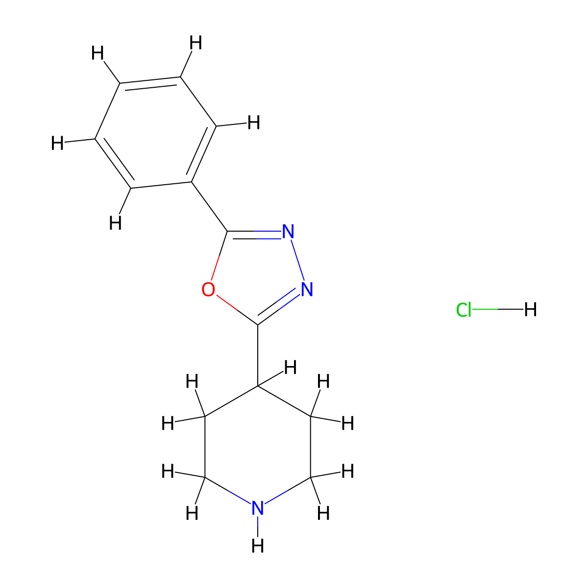 4-(5-Phenyl-1,3,4-oxadiazol-2-yl)piperidine hydrochloride molecular structure, CAS 1004527-75-6