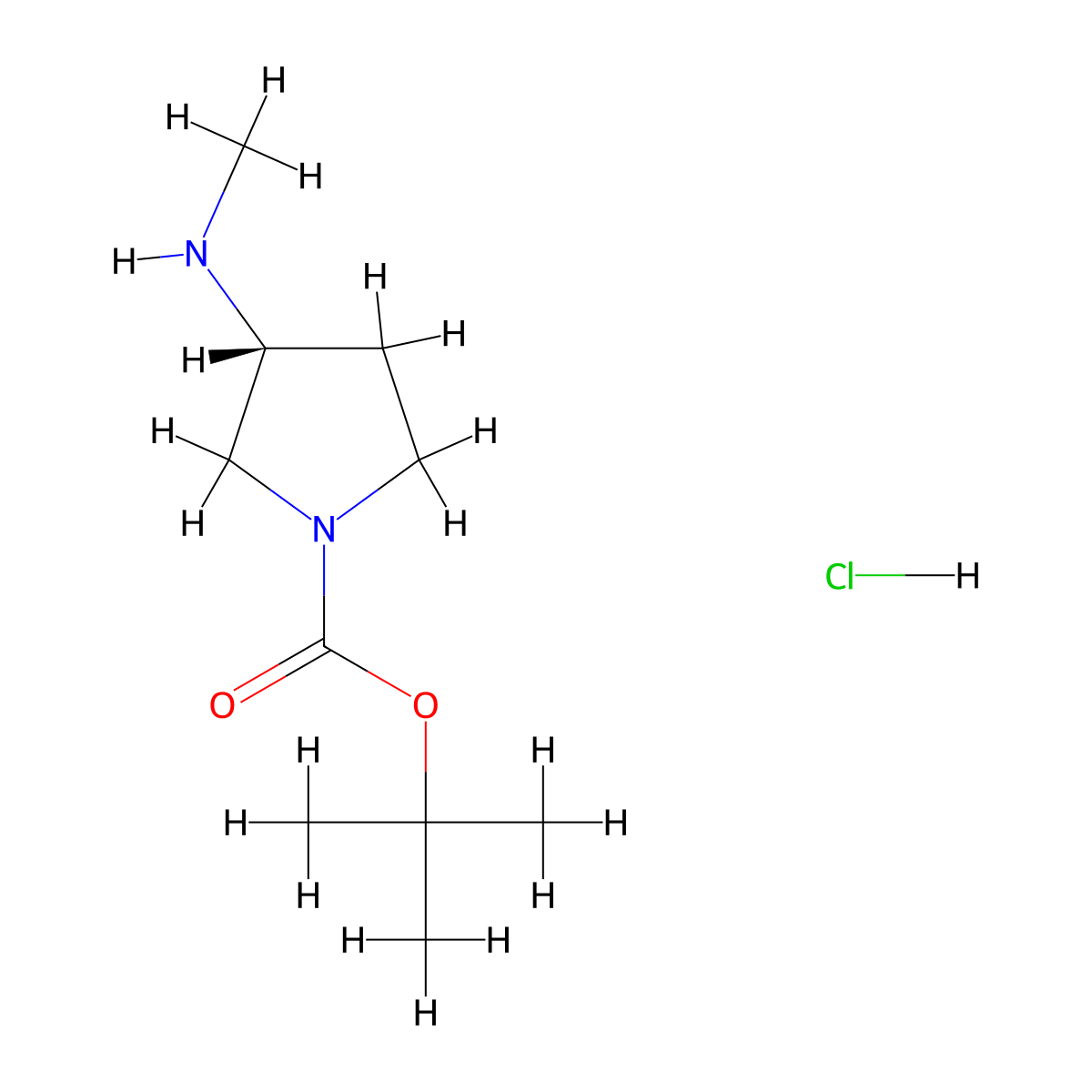 (R)-1-Boc-3-(Methylamino)pyrrolidine hydrochloride molecular structure, CAS 1004538-35-5