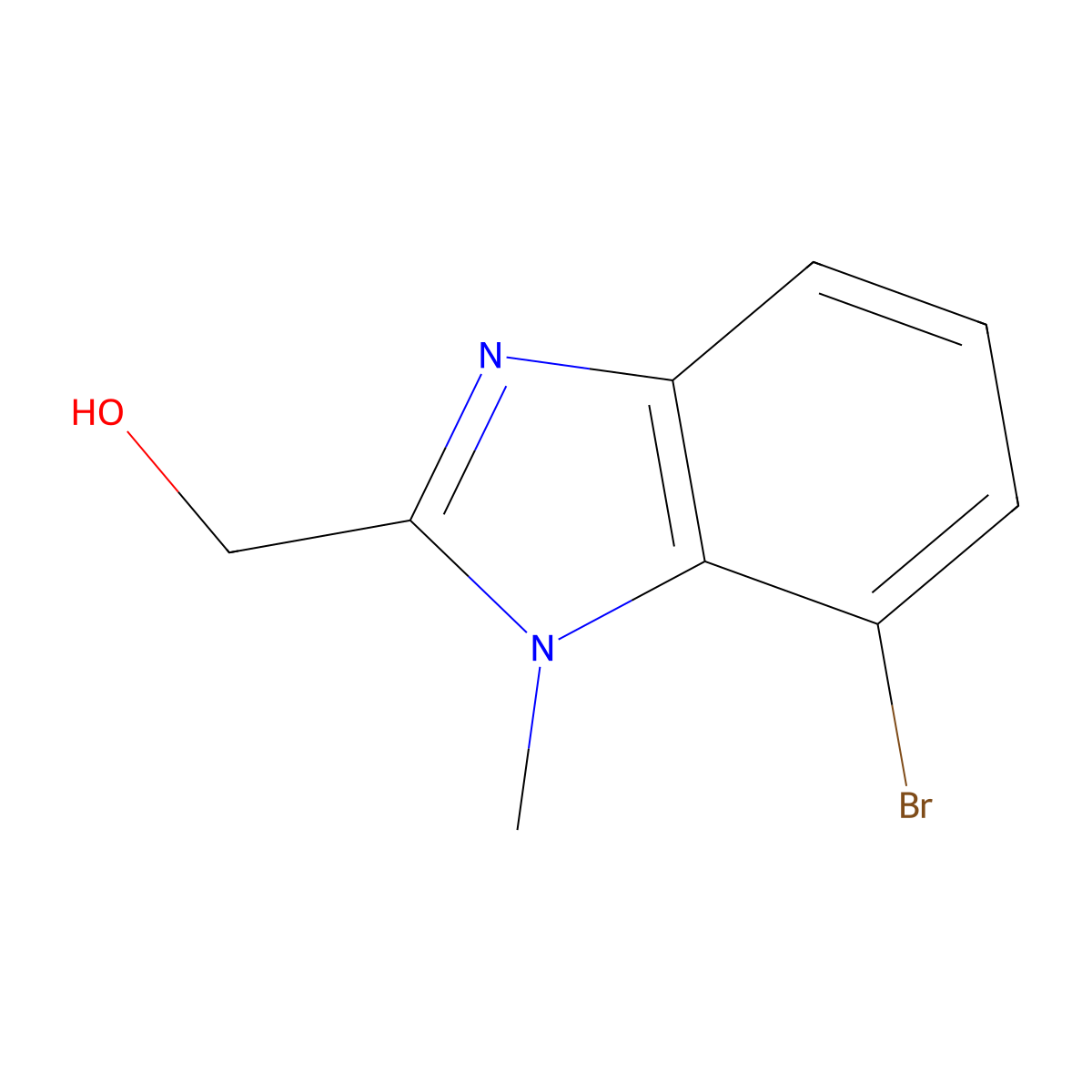 (7-bromo-1-methyl-1H-1,3-benzodiazol-2-yl)methanol molecular structure, CAS 1004618-78-3