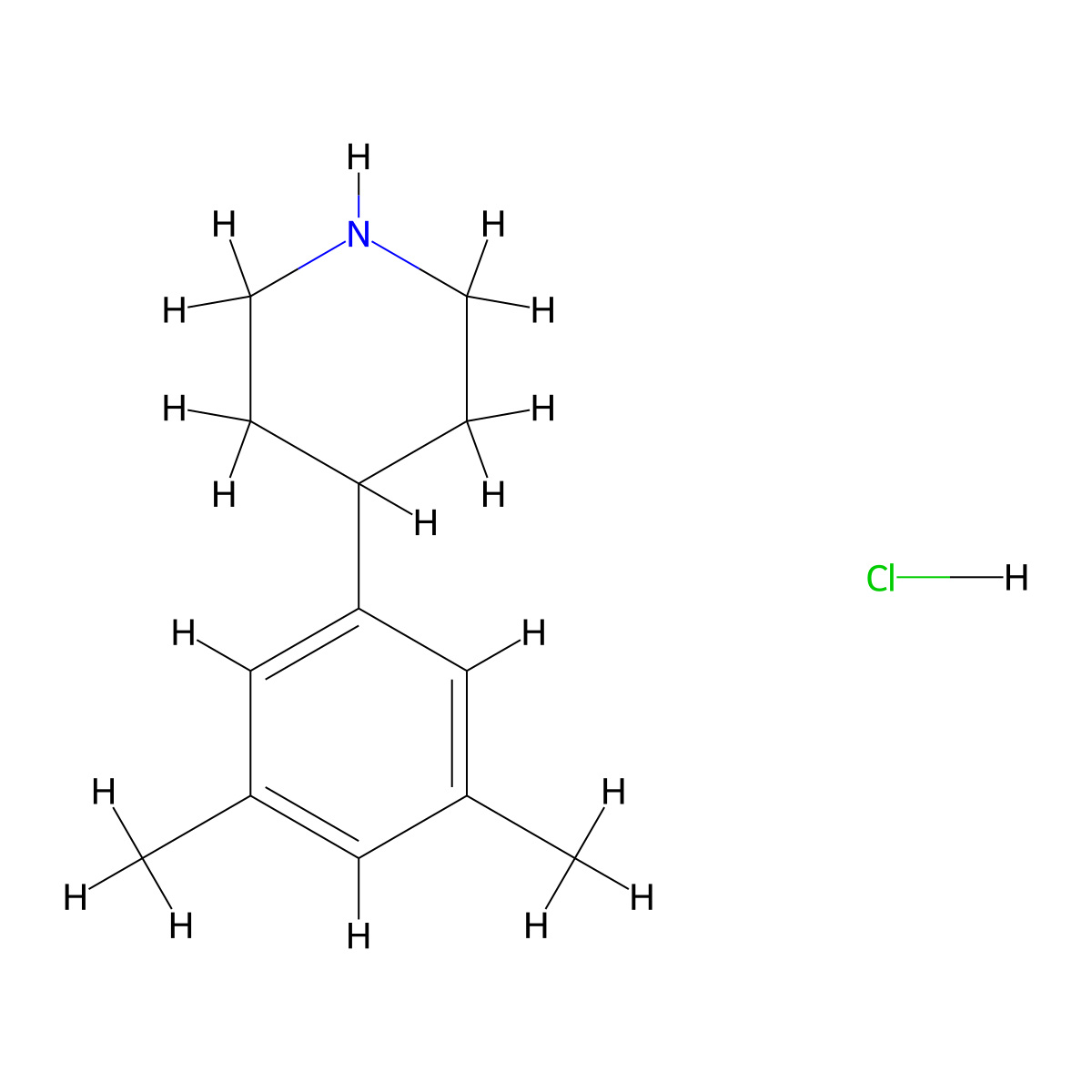 4-(3,5-Dimethylphenyl)piperidine hydrochloride molecular structure, CAS 1004618-84-1