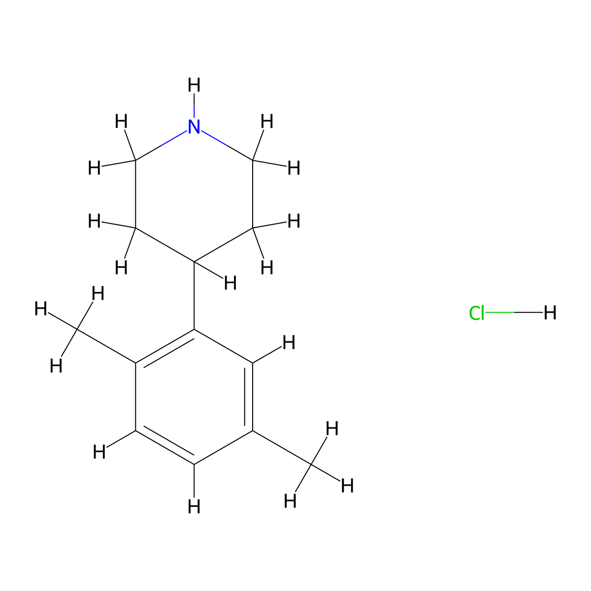 4-(2,5-Dimethylphenyl)piperidine hydrochloride molecular structure, CAS 1004618-86-3