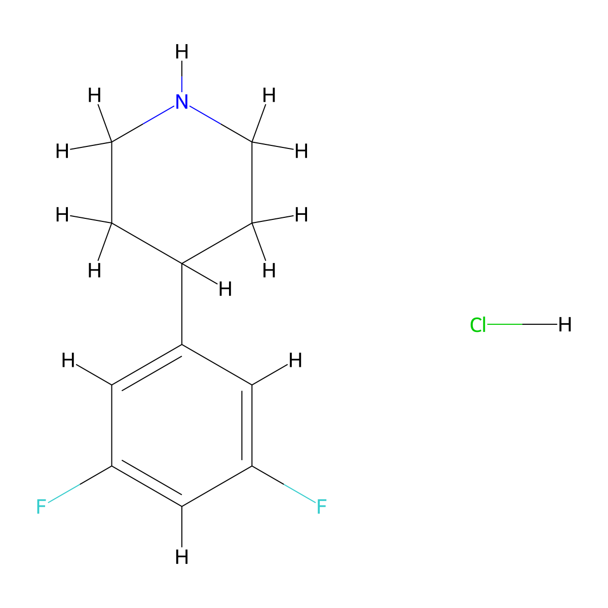 4-(3,5-Difluorophenyl)Piperidine Hydrochloride molecular structure, CAS 1004618-89-6