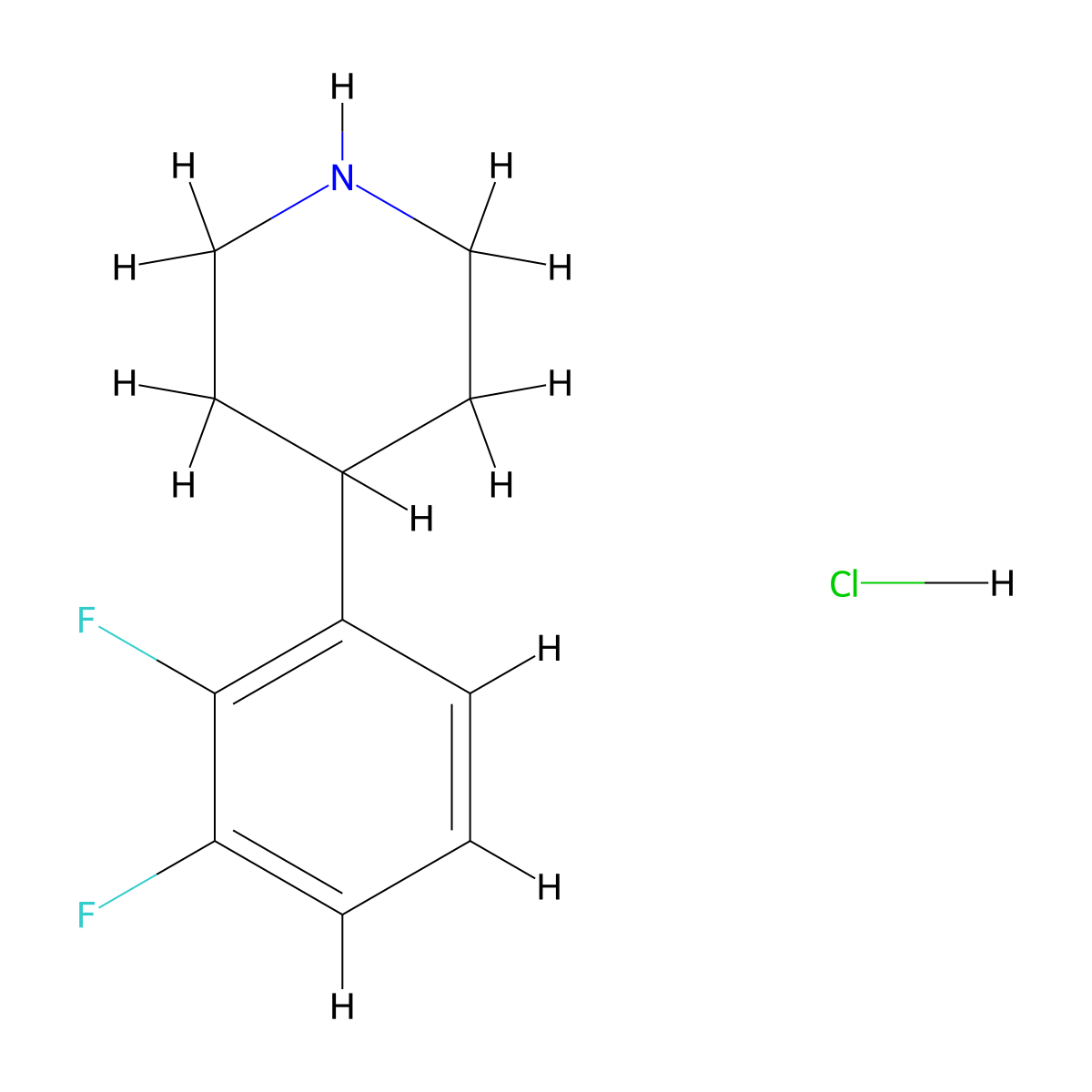 4-(2,3-Difluorophenyl)piperidine hydrochloride molecular structure, CAS 1004618-90-9
