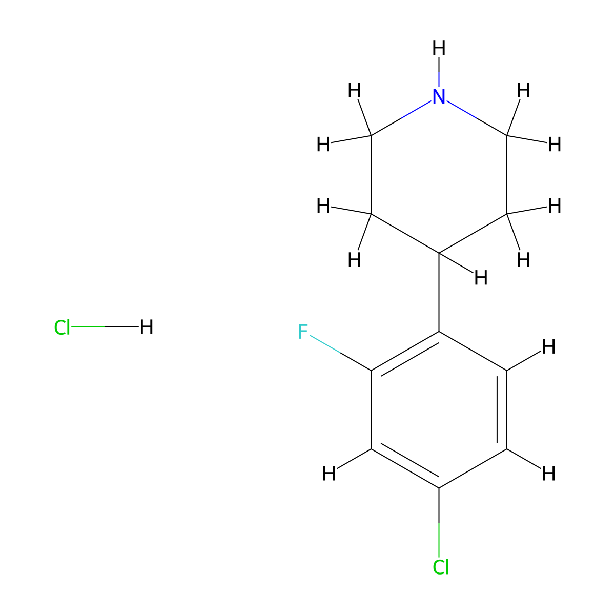4-(4-Chloro-2-fluorophenyl)piperidine hydrochloride molecular structure, CAS 1004618-94-3