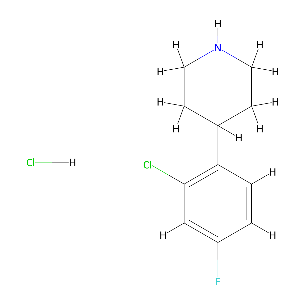 4-(2-Chloro-4-fluorophenyl)piperidine hydrochloride molecular structure, CAS 1004618-95-4