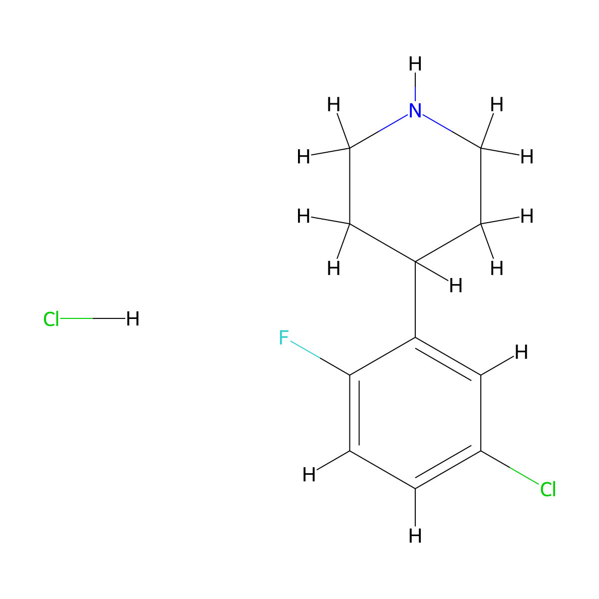 4-(5-Chloro-2-Fluorophenyl)Piperidine Hydrochloride molecular structure, CAS 1004618-98-7
