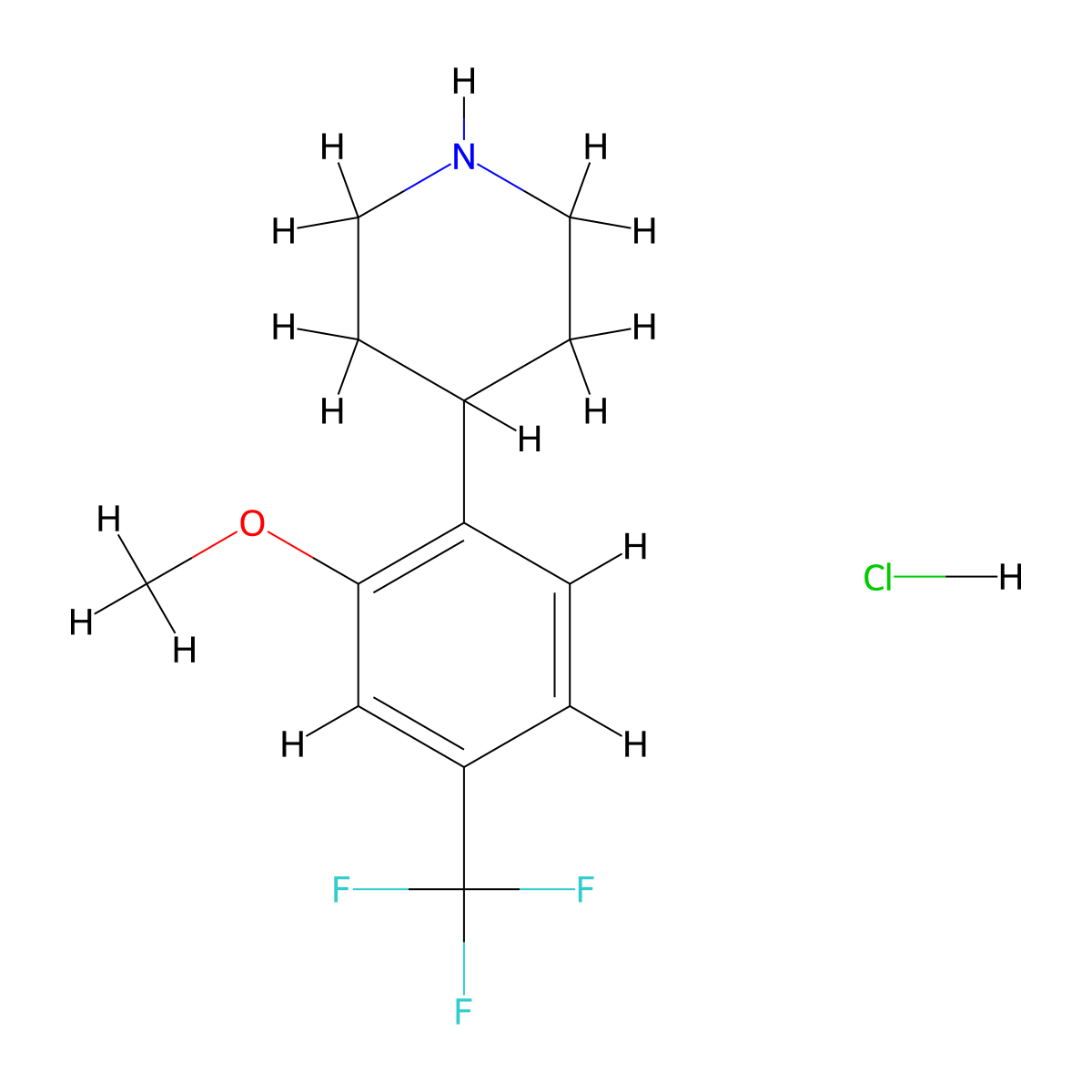 4-[2-Methoxy-4-(trifluoromethyl)phenyl]piperidine hydrochloride molecular structure, CAS 1004618-99-8