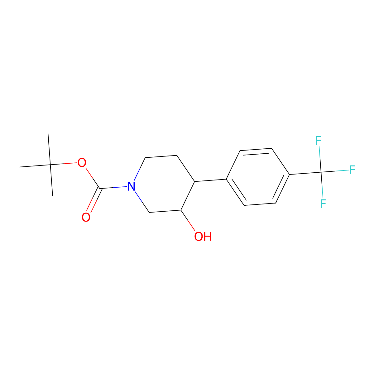 Tert-butyl 3-hydroxy-4-[4-(trifluoromethyl)phenyl]piperidine-1-carboxylate molecular structure, CAS 1004619-28-6