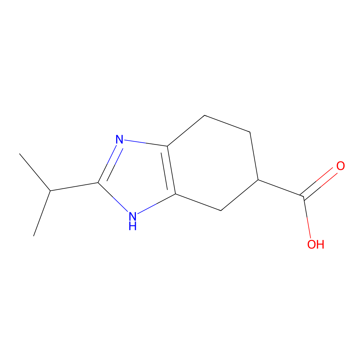 2-(propan-2-yl)-4,5,6,7-tetrahydro-1H-1,3-benzodiazole-6-carboxylic acid molecular structure, CAS 1004620-22-7